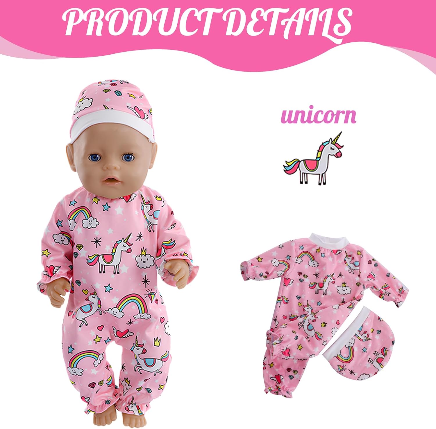 14-18 Inch Baby Doll Clothes 4 Sets Accessories Dress with Hats Socks for New Born 43cm Toy Baby Doll 14-16 Inch/15 Inch/18 Inch/Girl&Boy