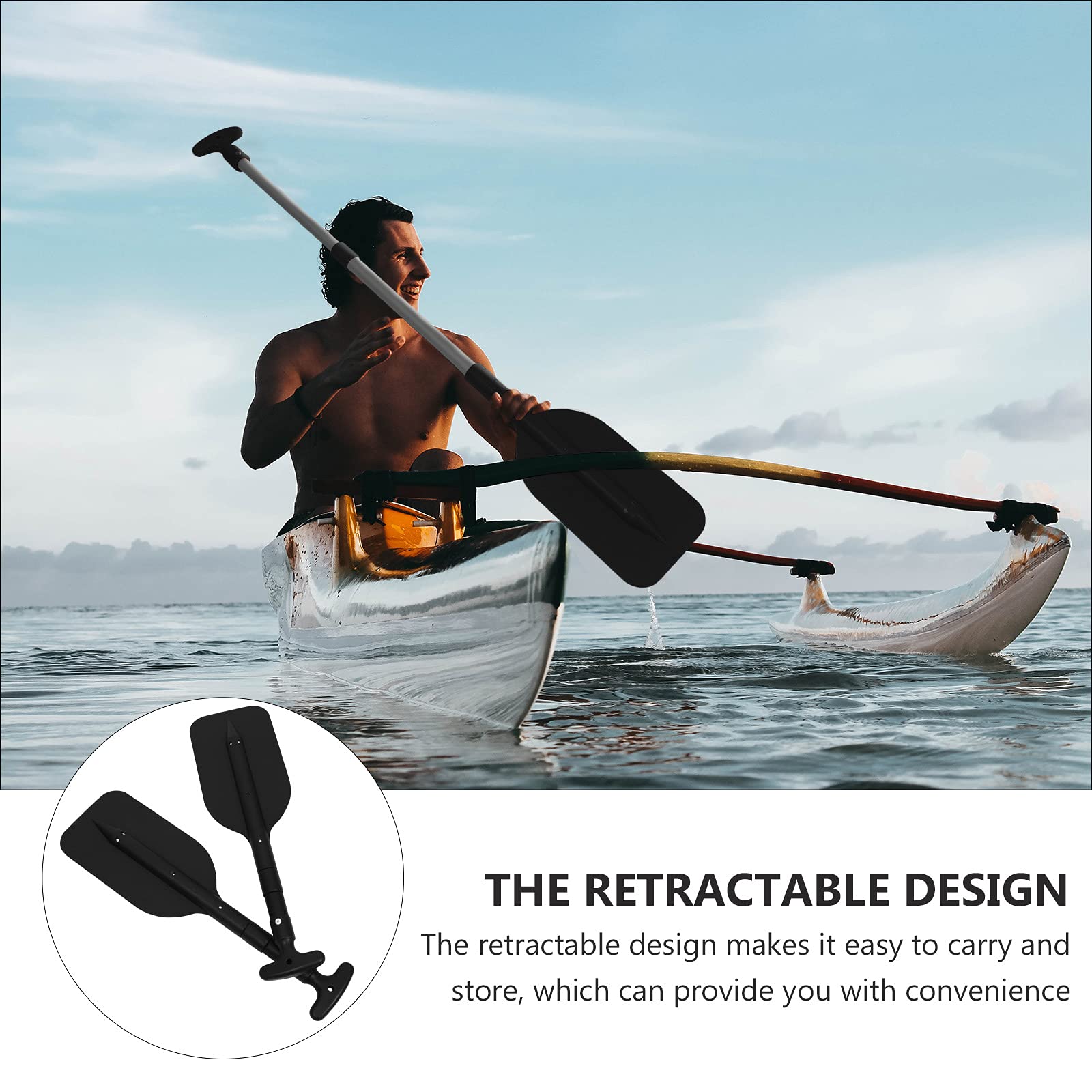 LIOOBO Lot de 2 rames télescopiques en alliage d'aluminium et plastique pour kayak