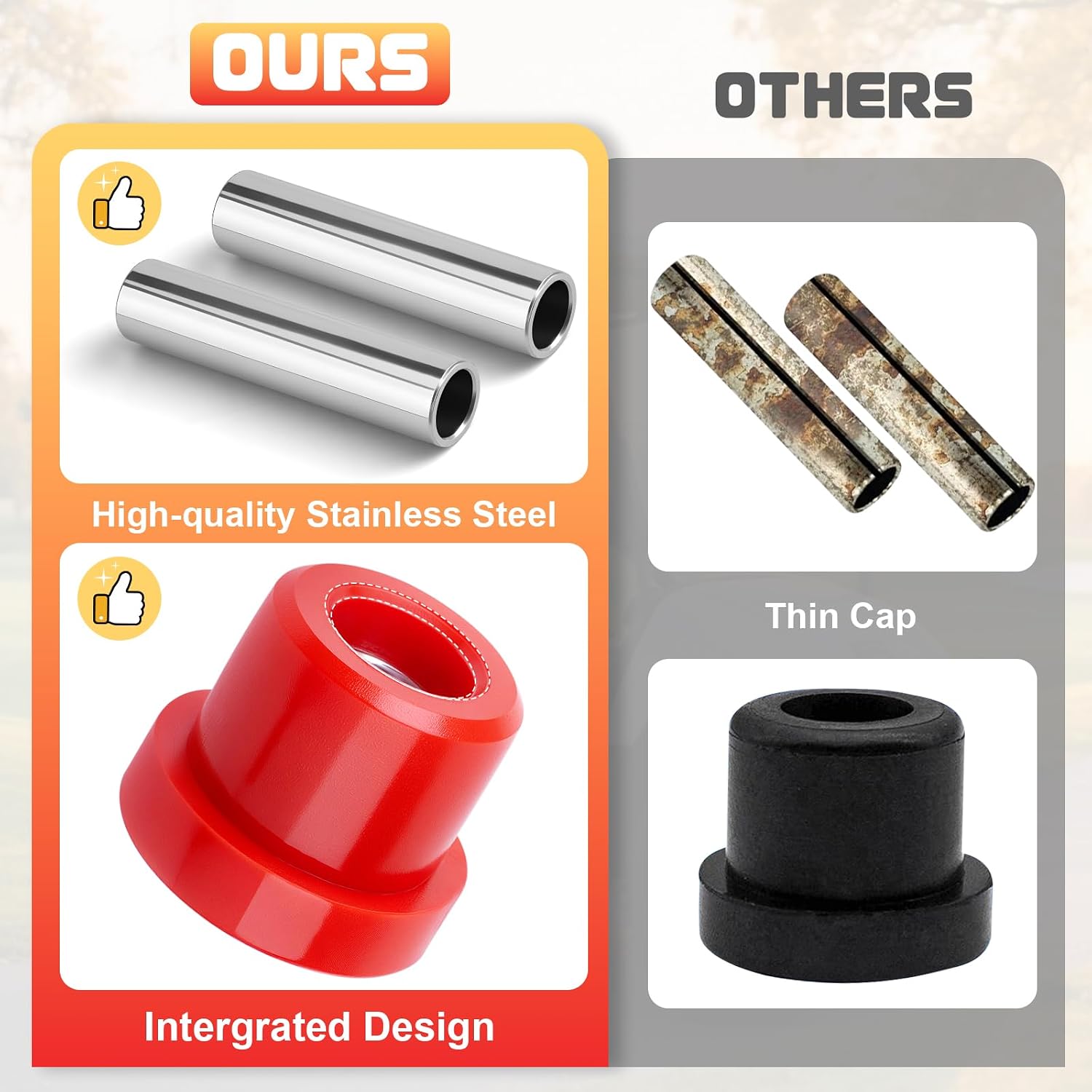 6 Sets Leaf Spring Bushings, Golf Cart Accessories Compatible with EZGO TXT, Polyurethane Bushing and Sleeves Replacement for 1994-Up TXT and 1981-Up Club Car DS, Replace Parts OE 70289-G02 70291G-01