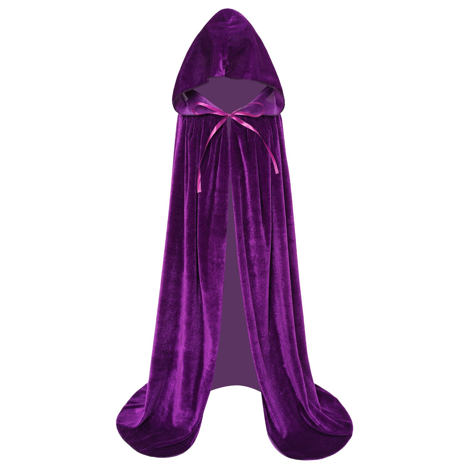 Makroyl Kids Velvet Hooded Cloak Cape Perfect for Halloween,Christmas,School Plays,Wizard,Elf,Fairy,Cosplay & Fancy Dress Costumes (Purple, Small)