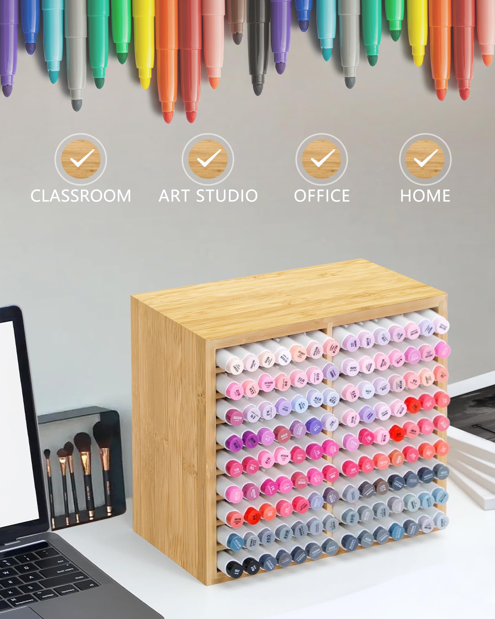 Porte-stylo Bureau Enfant Comzantor - Organiseur Blanc, Rangement Feutres, Stylos, 24,6x15x25,4 Cm, En PVC Bois-plastique, à Monter