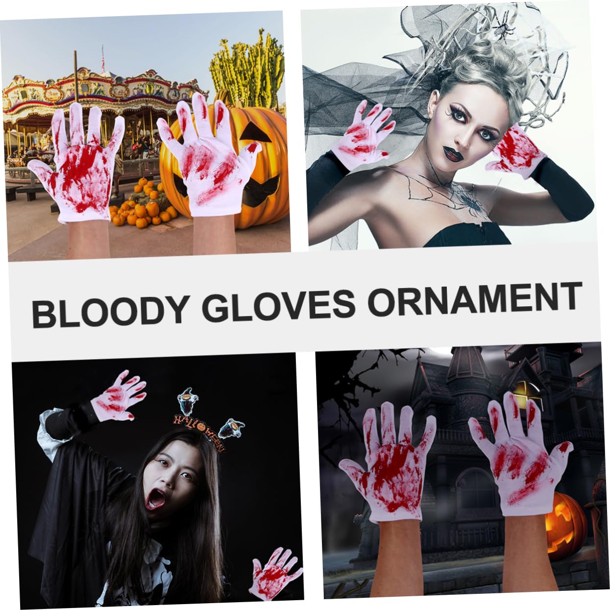 Hemoton Halloween Bloody Gloves Decor Spooky Props for Halloween Party Decorations