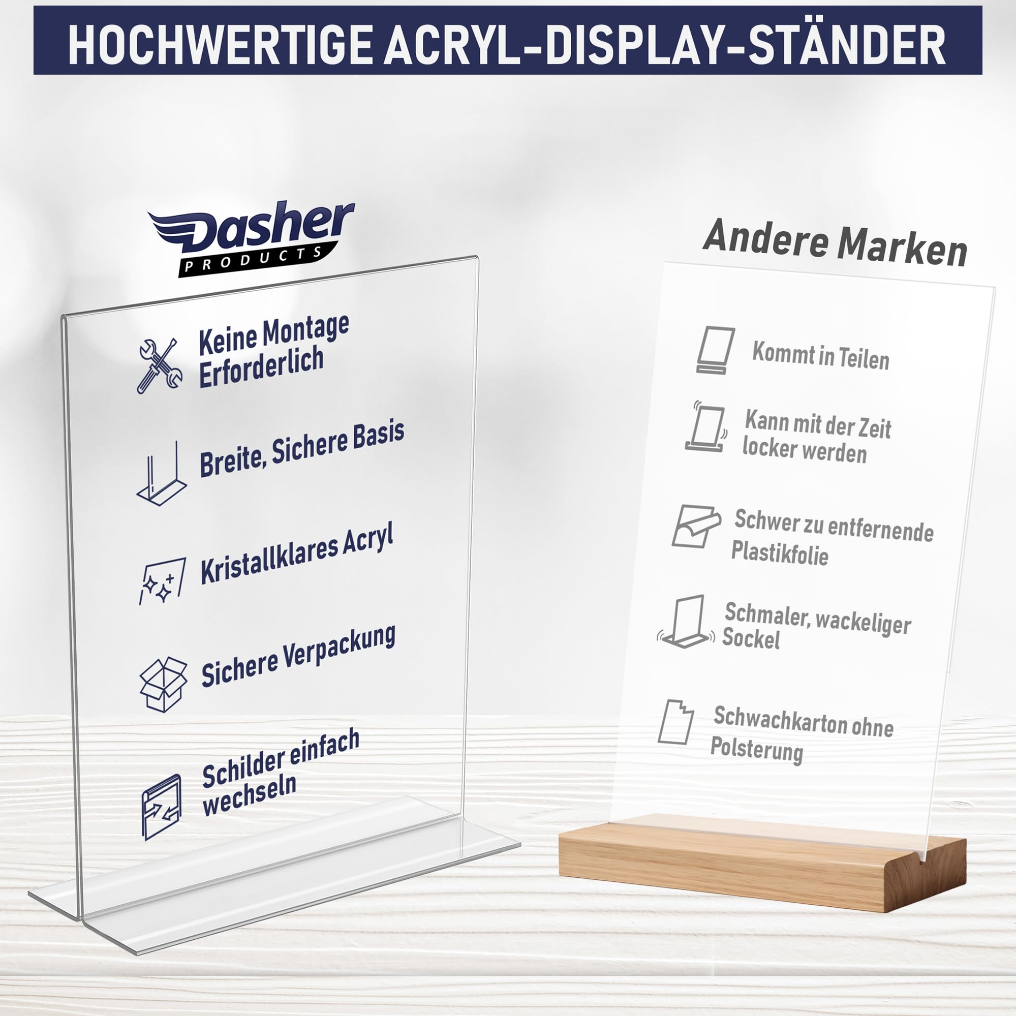 Acryl Schildhalter A4 - Acryl T-Ständer Schreibtisch Aufsteller, doppelseitig, Öffnung an Unterseite, Portrait, Speisekarte, Werbetafel. Perfekt für Restaurants, Werbung, Fotorahmen (A4 - 3 Stück)