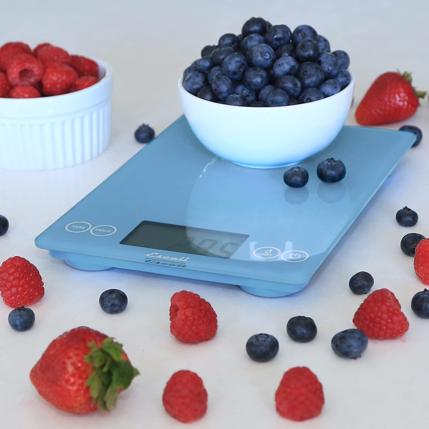 Escali Arti Digital Food Scale, Multi-Functional Kitchen Appliance, Precise Weight Measuring and Portion Control, Baking and Cooking Made Simple, Tempered Glass, Sky Blue