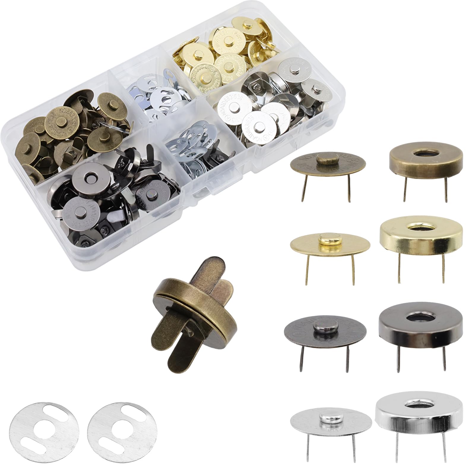 Savagrow 14mm/0.55" Diameter Button Knitting Buttons Sets Fastener Clasps Snaps for Closure Purse Handbag Clothes Sewing Craft 40 Sets