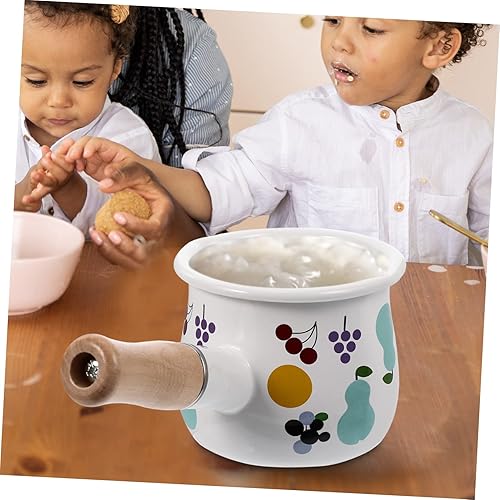 Miniatura 7 de Pequeño esmalte con asa Calentador de mantequilla multifuncional y cacerola para alimentos portátil y conducción de diseño
