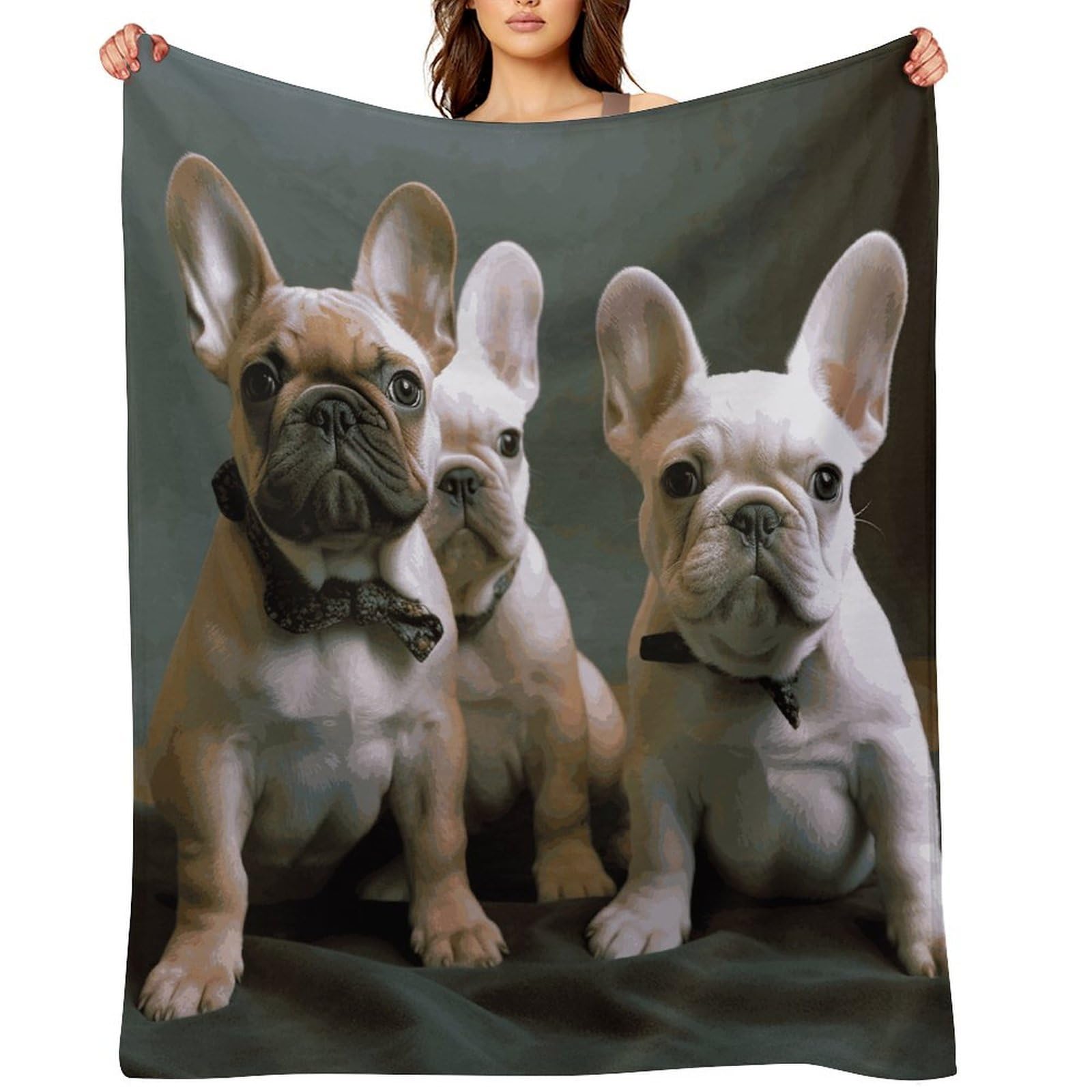 Fekiloot Style French Bulldog Puppies Throw Blankets Camping Blanket60 X80