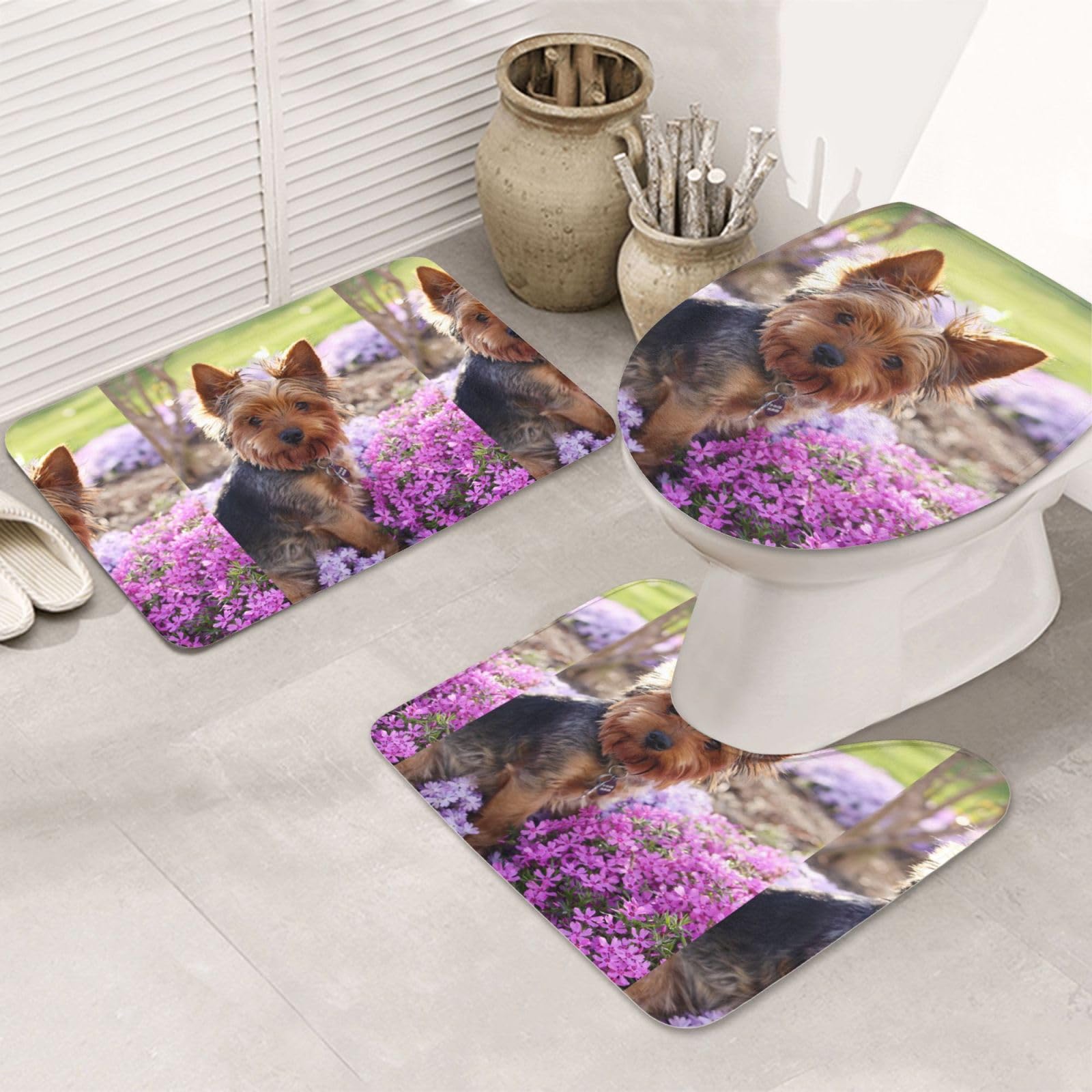 Tapis de sol de salle de bain Yorkshire Terrier pour décorer