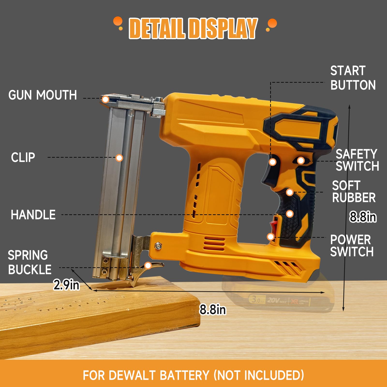 Cloueuse Brad Sans Fil 2 En 1 - Compatible Dewalt 18V/20V - Inclut 1000 Clous Et Agrafes - Parfait Pour Bricolage Et Bois