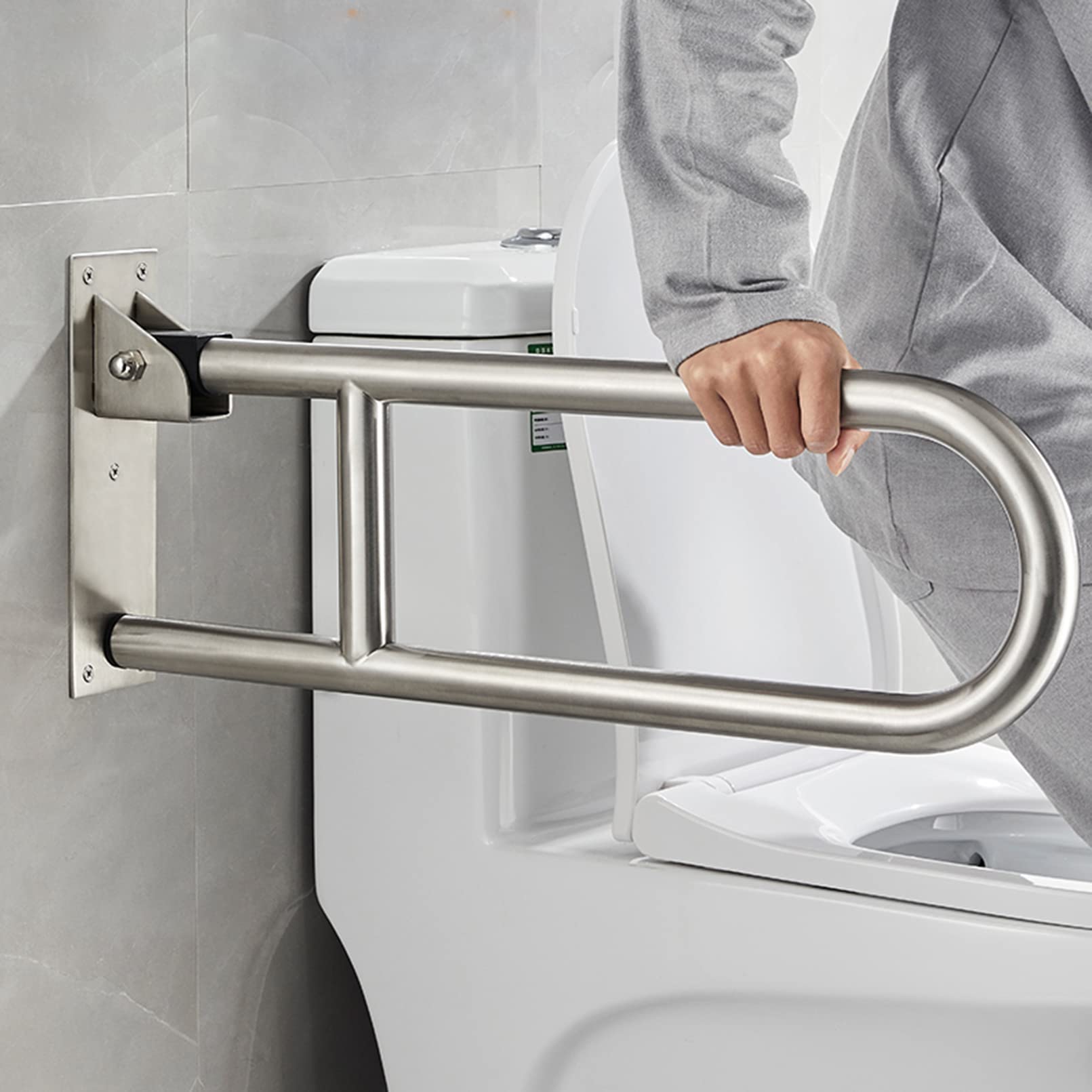 Barra de Apoyo para Inodoro,Asidero para baño barra para discapacidad La Barandilla Antideslizante 80cm
