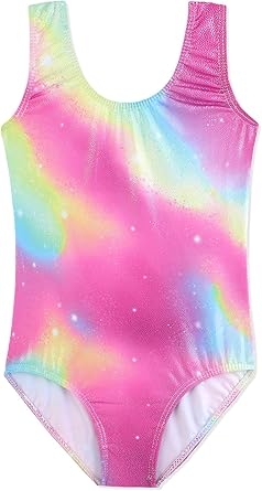 HOZIY Gymnastics Leotards for Girls Toddlers Kids Sleeveless Tumbling Outfits for Dance Print