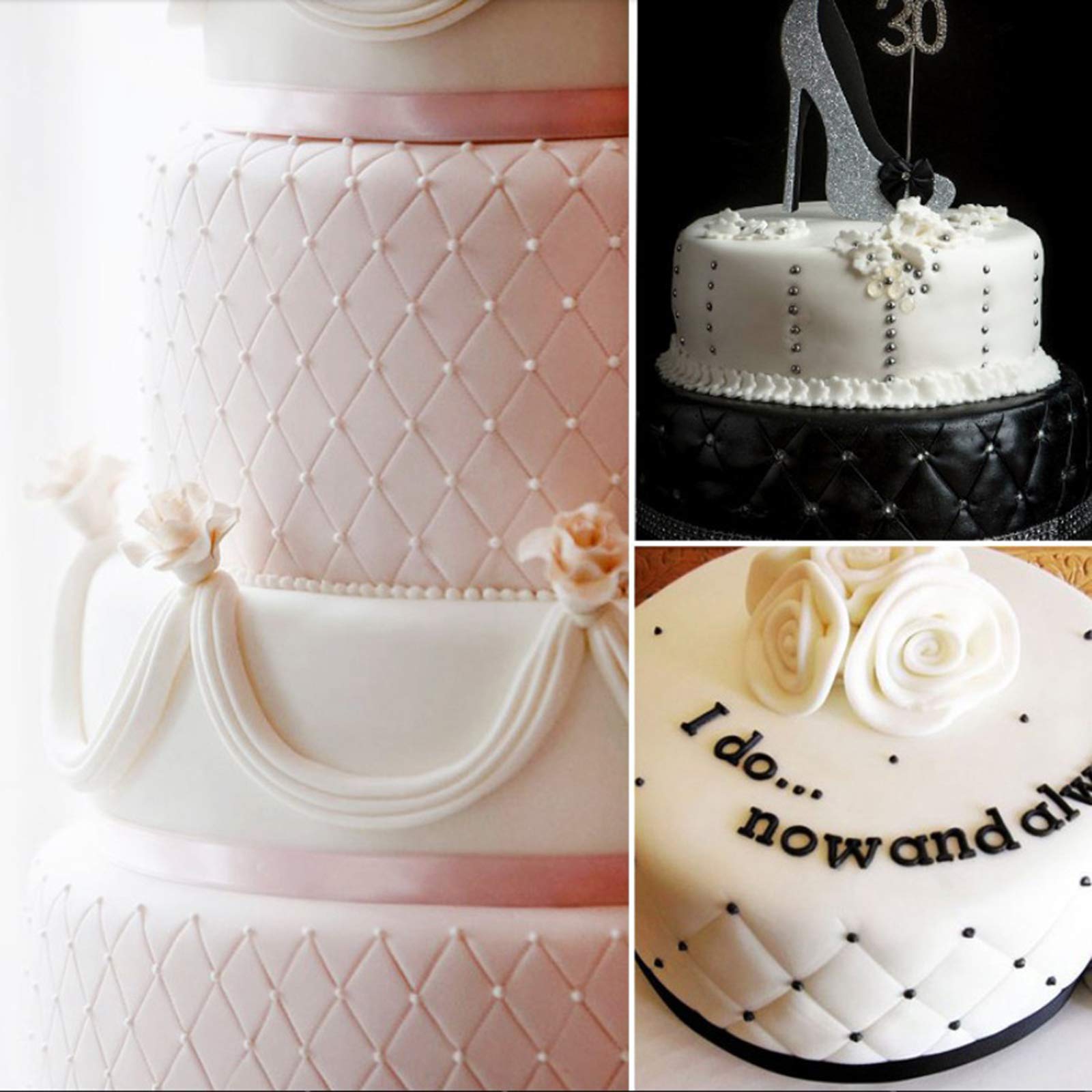 Juego de 10 alfombrillas de impresión para tartas y fondant, herramientas de decoración de bordes de pasteles, patrón de cuadrícula