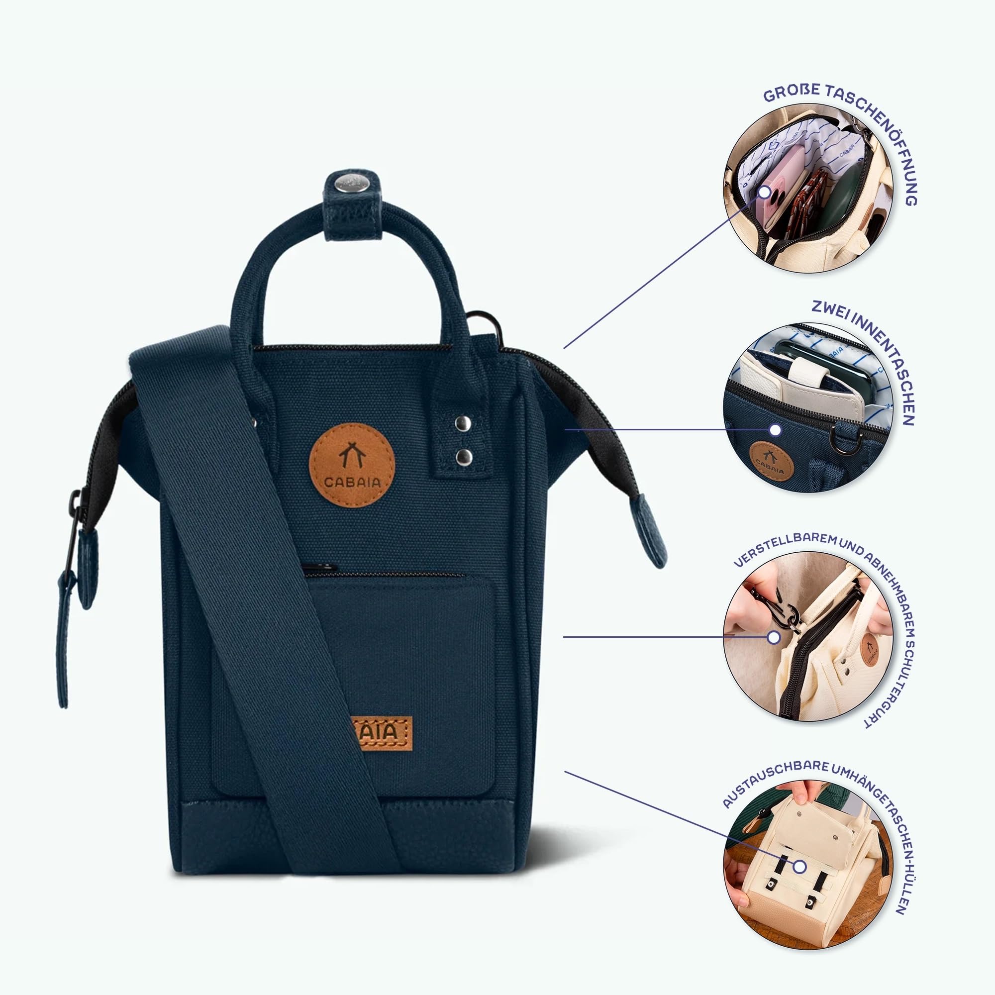 Cabaïa Nano Bag – Umhängetasche 1,8 L für Damen und Herren – recyceltes, wasserabweisendes und veganes Material – kompaktes und praktisches Design