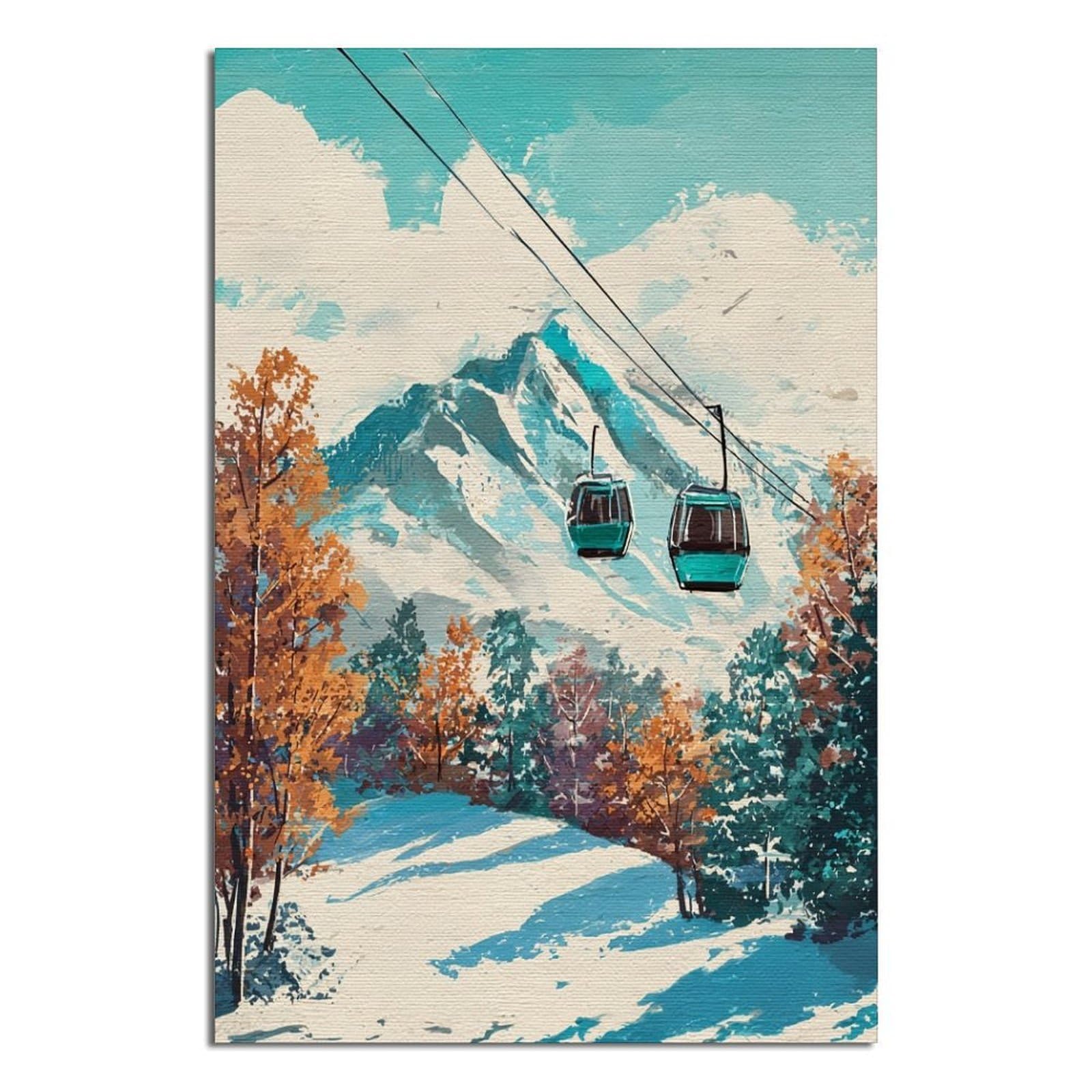 iPuzou Niseko Ski Posters 20x30inch(50x75cm) Vintage Watercolor Canvas Art