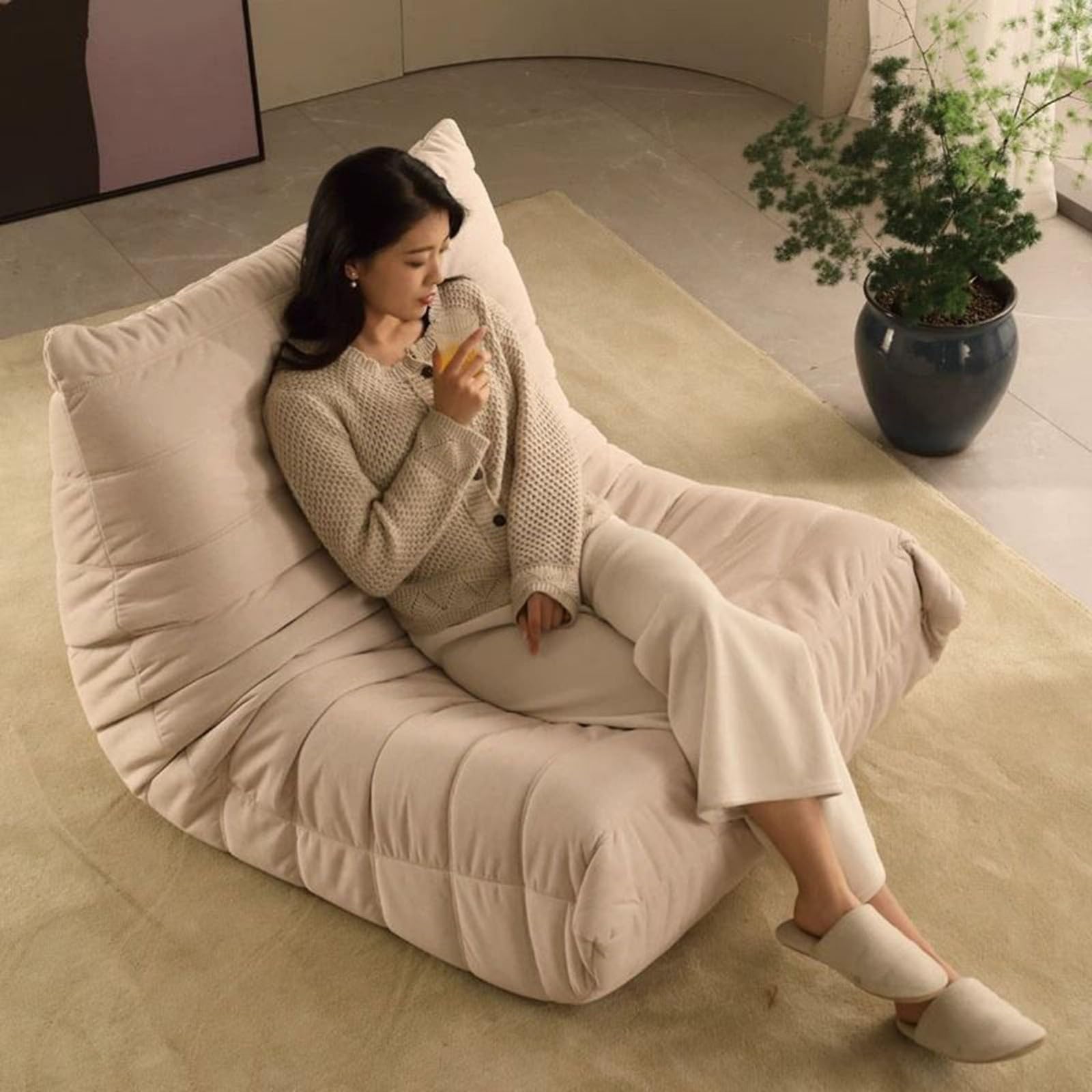 Fauteuil Togo,Grand Pouf Poire pour Adultes,Lazy Canapé Individuel Canapé de Sol,avec Mousse Confortable Haute Densité,pour Salon, Chambre À Coucher, Jeux et Bureau A,90 * 93 * 70CM