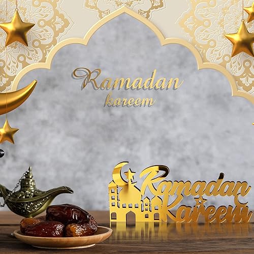 Miniatura 4 de Decoración de mesa islámica Ramadán Mubarak letrero de Ramadán Kareem Decoración islámica Decoración del hogar Regalos de Ramadán Carta de madera