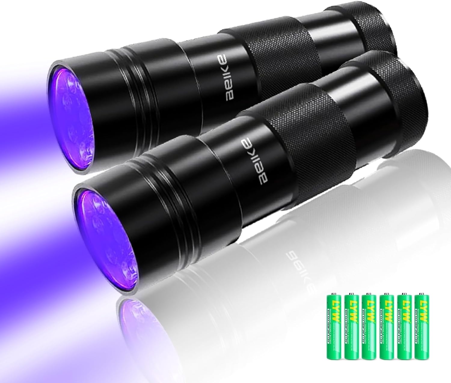 BEIKE UV Blacklight Flashlights, 12 LED 395nm Ultraviolet Blacklight (2 PCS) – Mini Portable UV Detector for Dog Urine, Pet Urine Detector Light for Stains, Bed Bugs, Resin Curing，Scorpions Finder