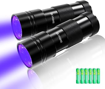 UV Blacklight Flashlights, 12 LED 395nm Ultraviolet Blacklight 2 PCS Mini Portable UV Detector for Dog Urine, Pet Urine Detector Light for Stains, Bed Bugs, Resin Curing,Scorpions Finder