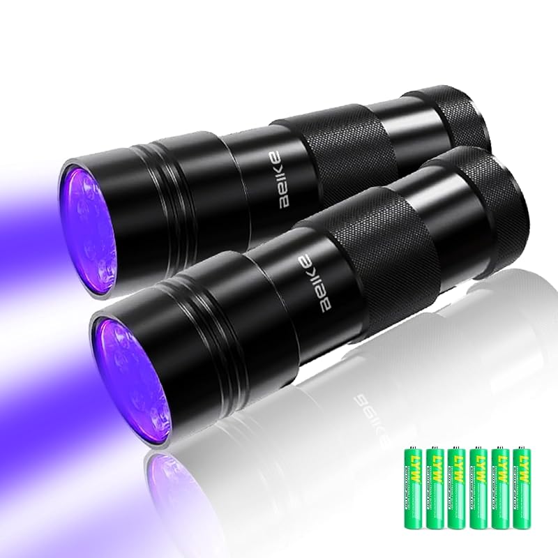 Detector de Urina para Gatos e Cães com Luz UV 395 nm, Lanterna LED Portátil BEIKE, Pacote com 2