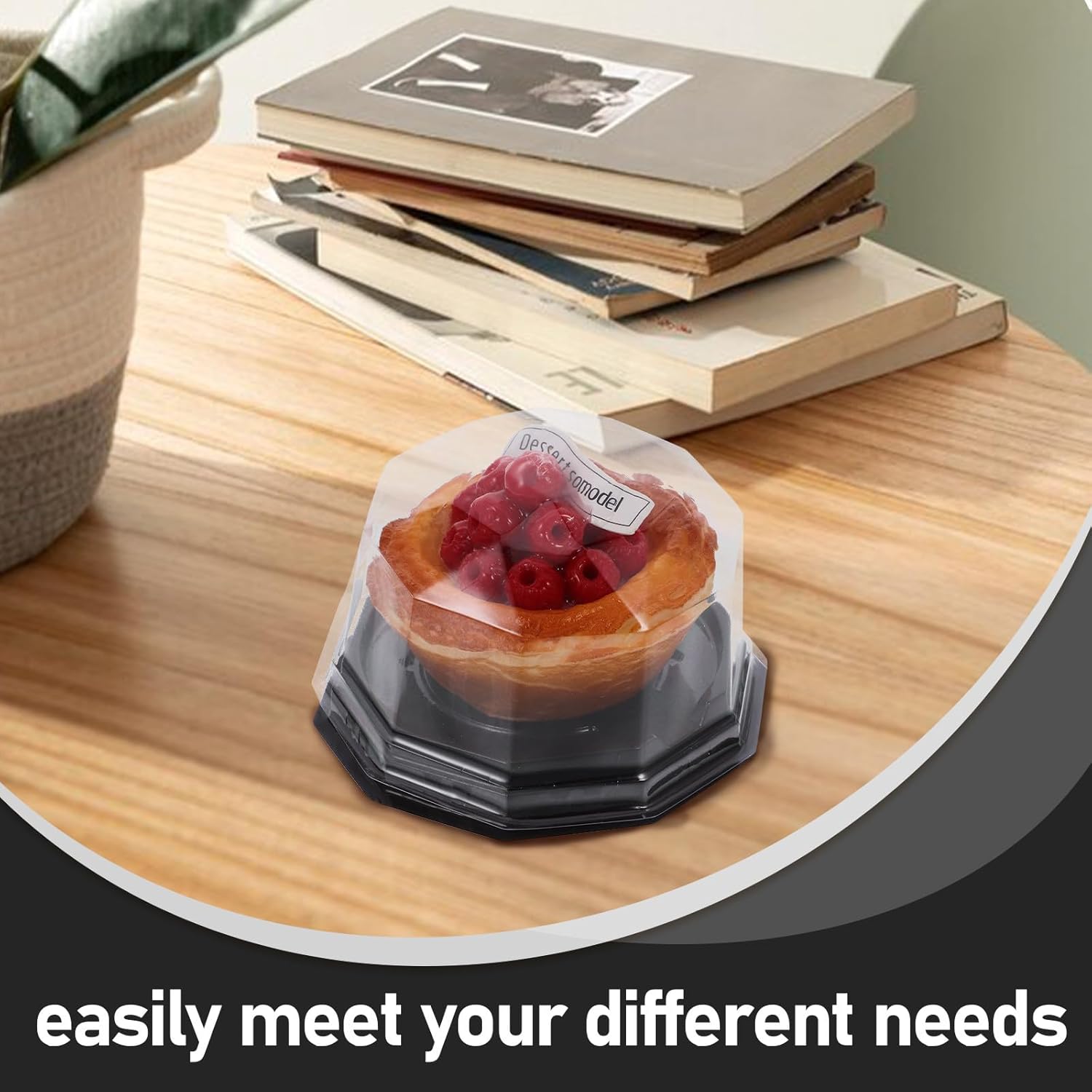 Angoily 100pcs Black Base Polygonal Cake Boxes with Lids, Diamond Cut Moon Cake Containers for Pastry Storage and Transport, Portable Pet Food Packaging