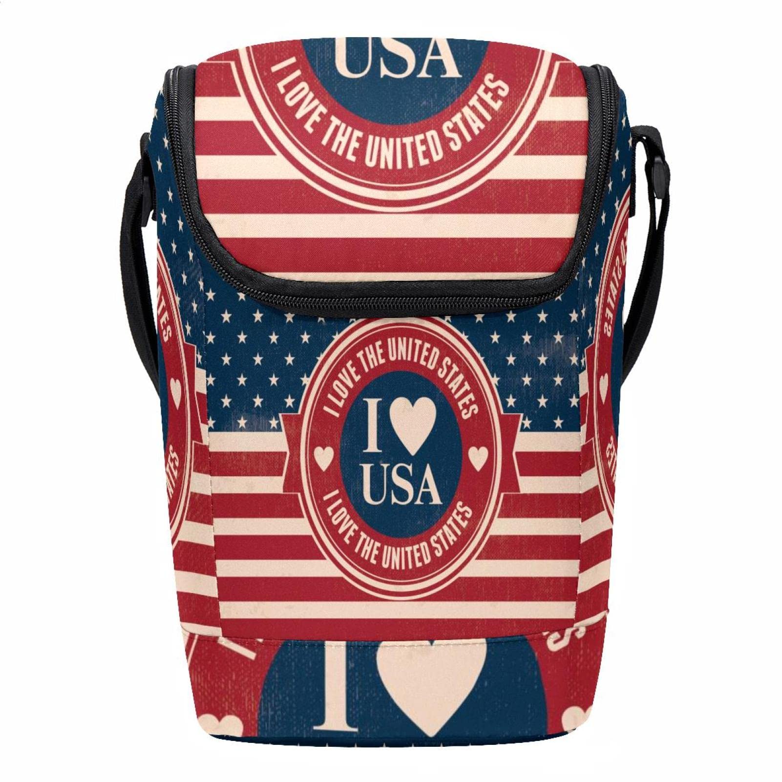 Bolsa de almuerzo pequeña para la oficina o pícnic con estampado de estrellas y rayas americanas