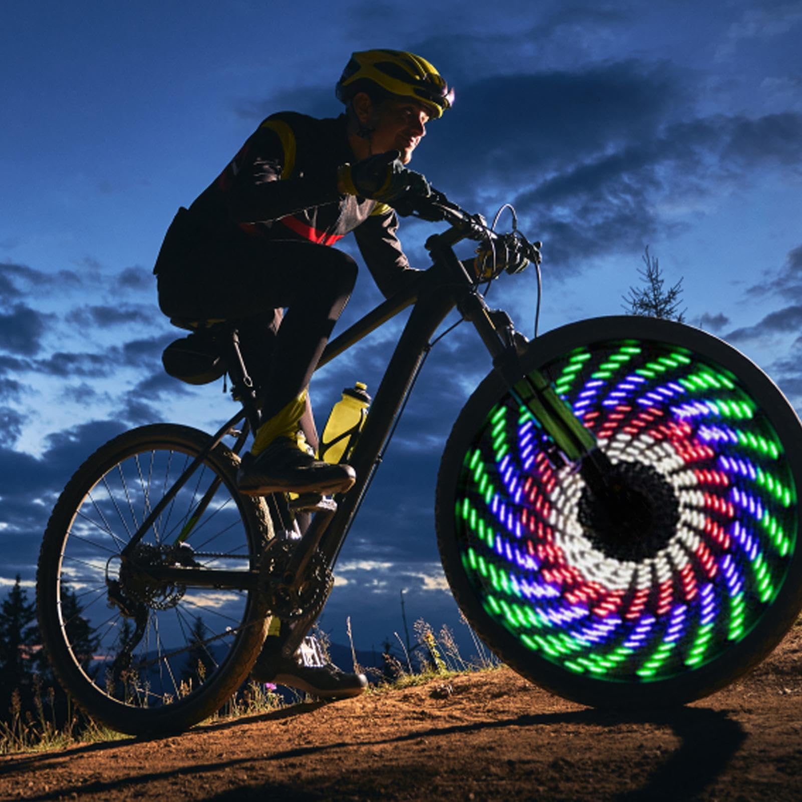 Luces LED para rueda de bicicleta, impermeables, 64 luces LED para rueda de bicicleta, ultra brillantes, impermeables, decoración de ciclismo, 30 patrones divertidos y brillantes para niños y adultos