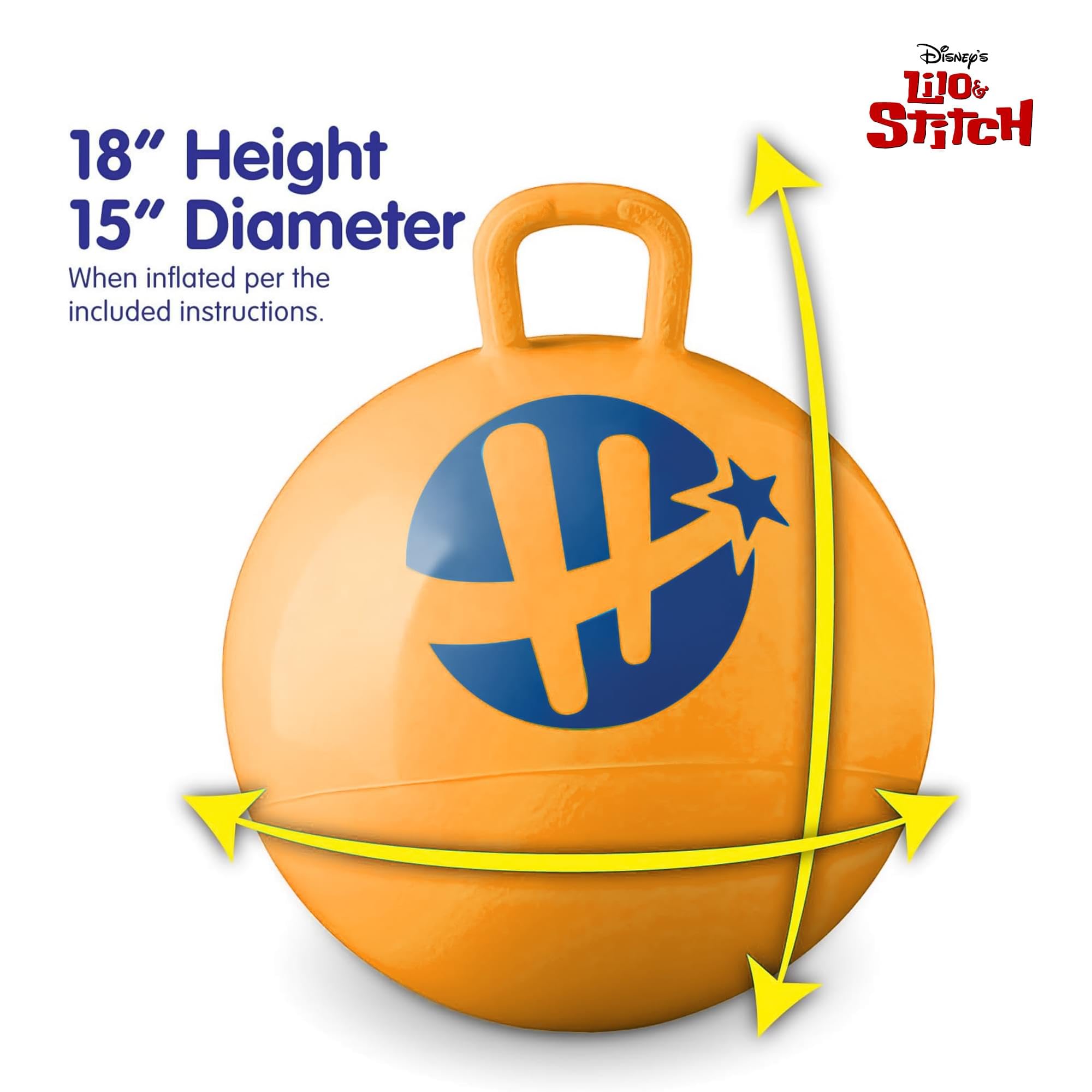 Disney Stitch Hopper Ball Outdoor Set – Bundle 38,1 cm Hopper Ball per ragazzi e ragazze attività all'aperto, feste più adesivi, altro ancora | Stitch cortile giocattoli per bambini