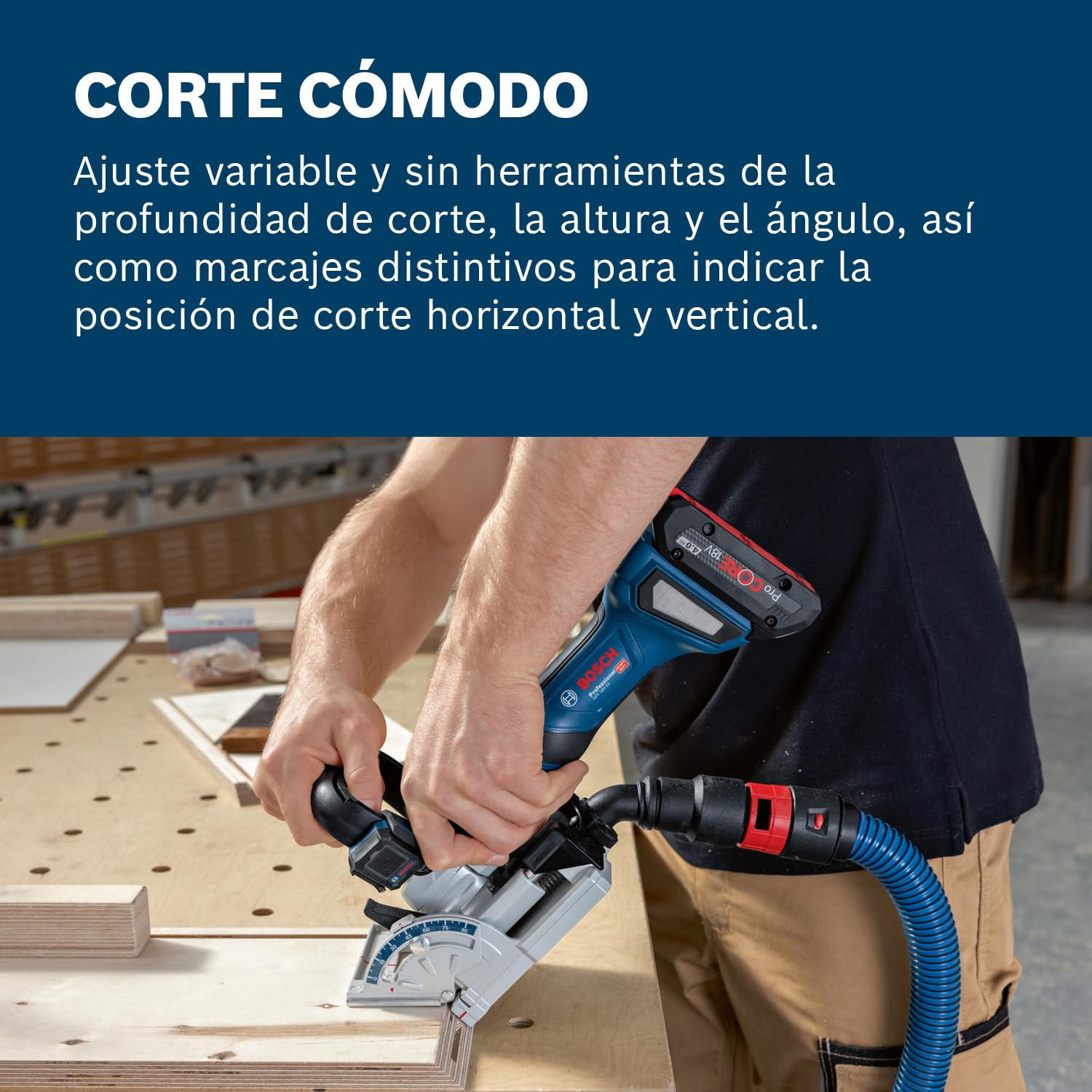 Bosch Professional 18V System engalletadora a batería GFF 18V-22 (incl. fresa de disco para corte de Ø 105 mm, saco para polvo, placa encajable, llave amoladora, sin batería/cargador)