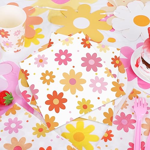 Miniatura 4 de 60 servilletas de papel de margaritas Groovy Daisy Boho Servilletas de cena desechables de margarita flor decorativa Servilletas de fiesta para baby