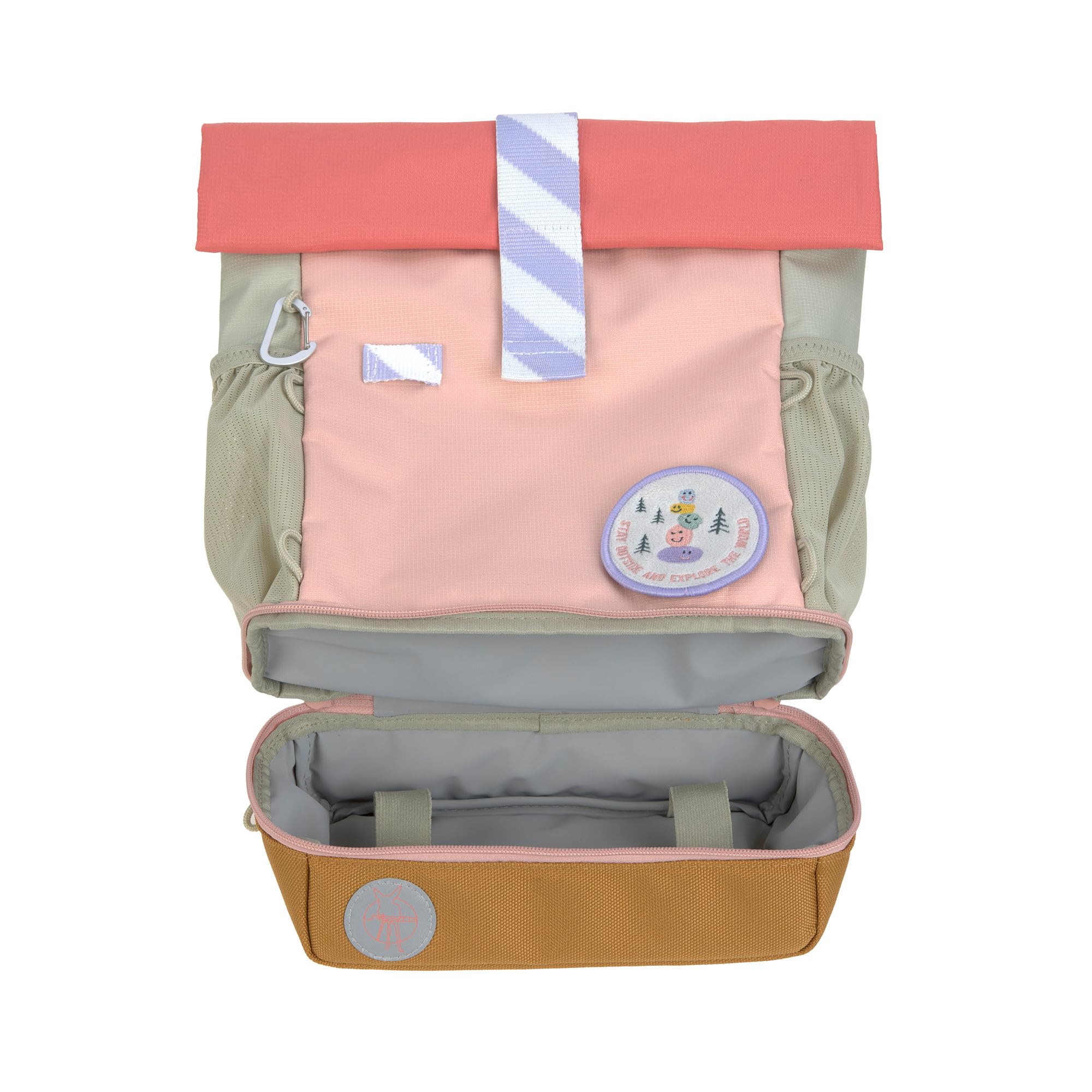 LÄSSIG Sac à Dos pour l'école Maternelle Sac à Dos pour Enfants Rolltop avec Sangle de Poitrine Hydrofuge, 11 litres/Mini Rolltop Backpack Sunny Explorer Rose/Pink