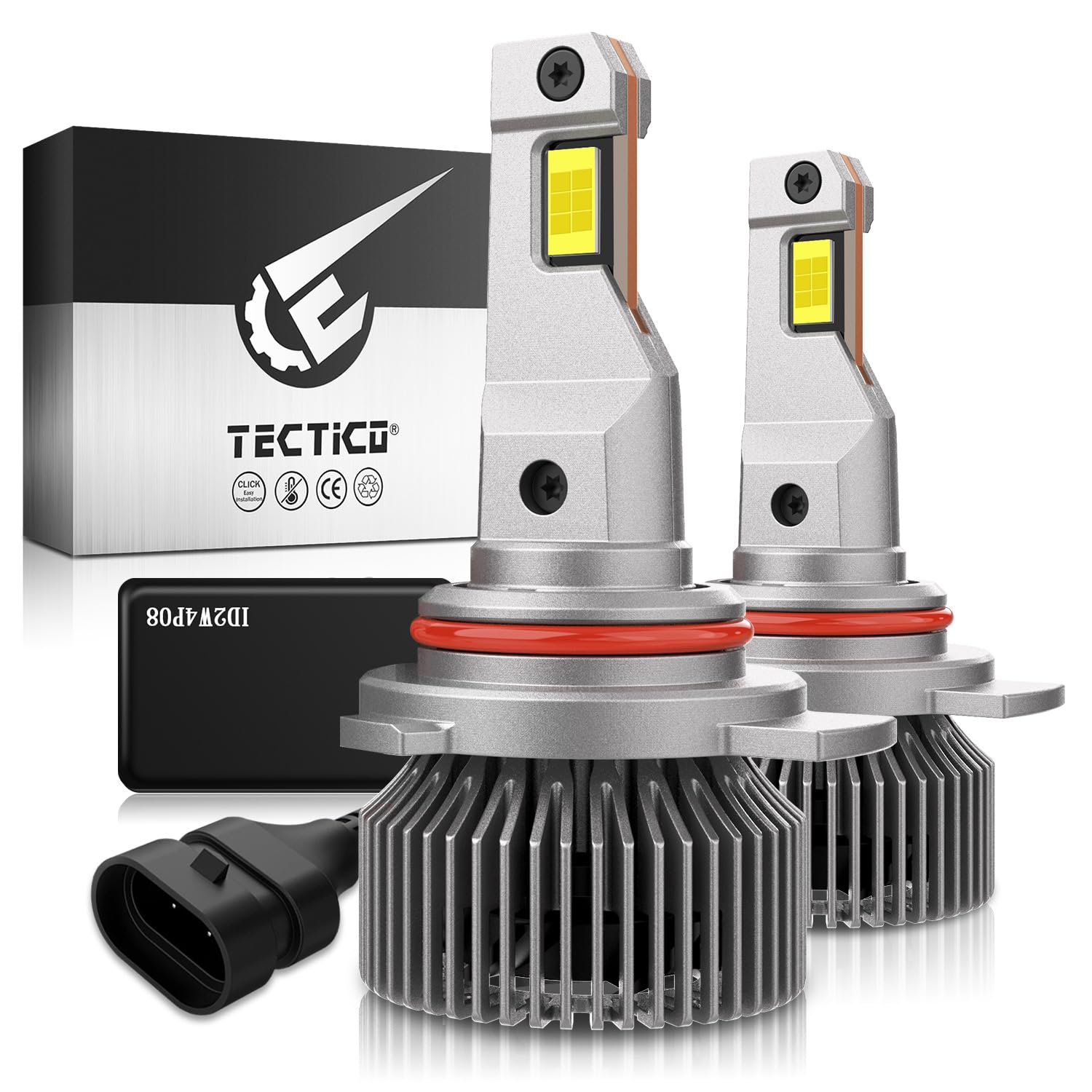 TECTICO Bombillas LED Hir2 9012 Faros 12V 80W 12000LM Ultra Brillo 6000K Blanco Frío Canbus Kit de Mejora Automotriz Perfecto, 2 Piezas