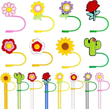 Flowers Cover for Stanl-ey Cup, Reusable Straw Tips and Toppers for Tumblers, Dust-Proof Plugs, Portable Caps for Decoration