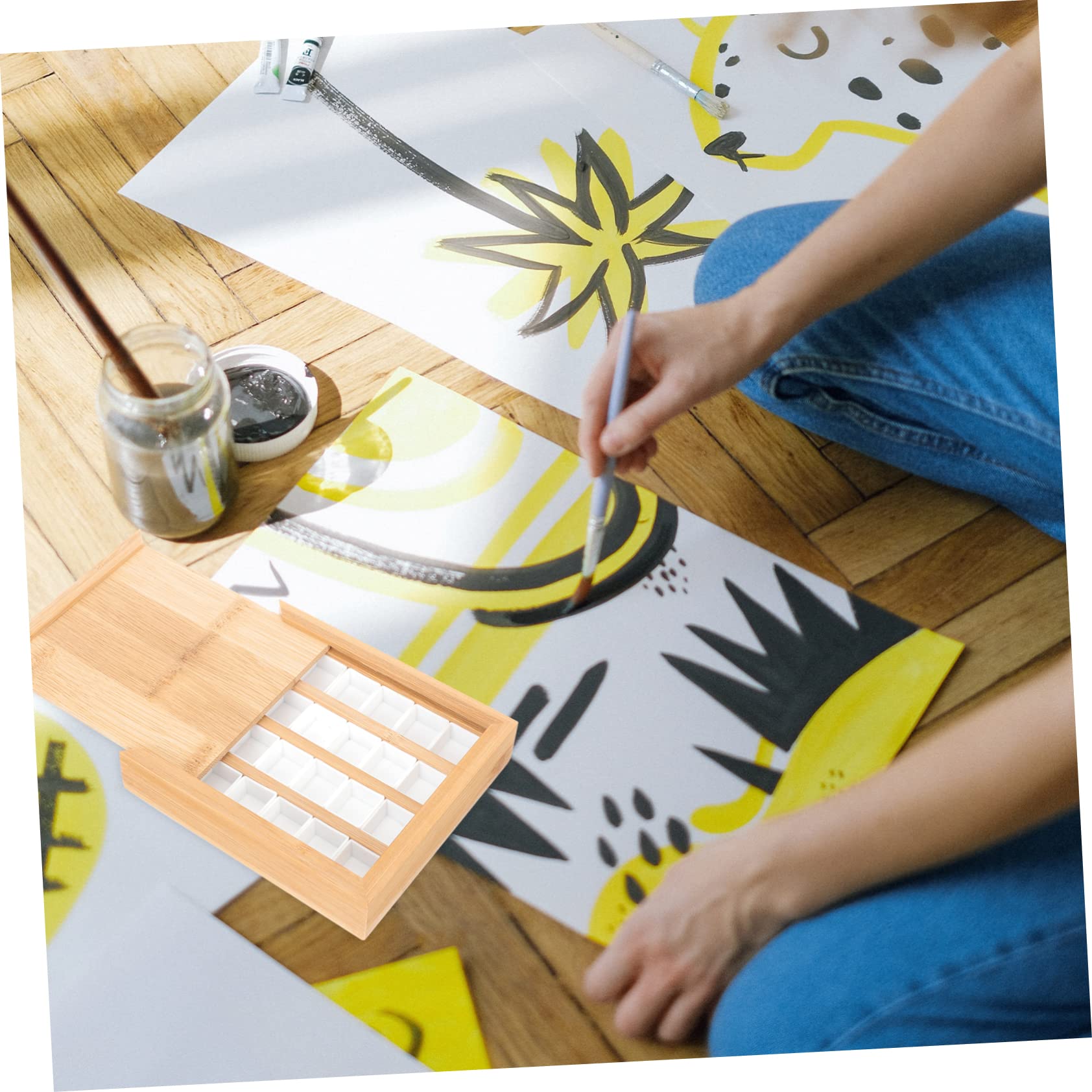 SEWACC 2stücke Watercolor Pigment Holder Mit Fächern Tragbare Malpalette Für Praktische Farb-mischbox Für Wasserfarben Und Gouache Mit Magnetischem Deckel