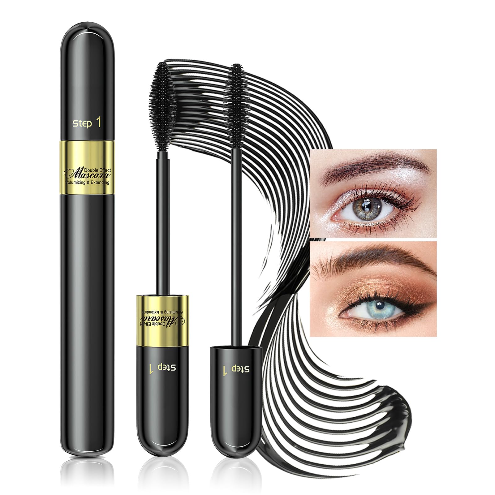 Volume and Length Liquid Mascara - Lengthening & Thickening Softer Fuller Lashes Black Mascara 5x Longer Washable, Curling Eyelashes and Fast Dry, Create Charming Eye Makeup (Pack of 1)