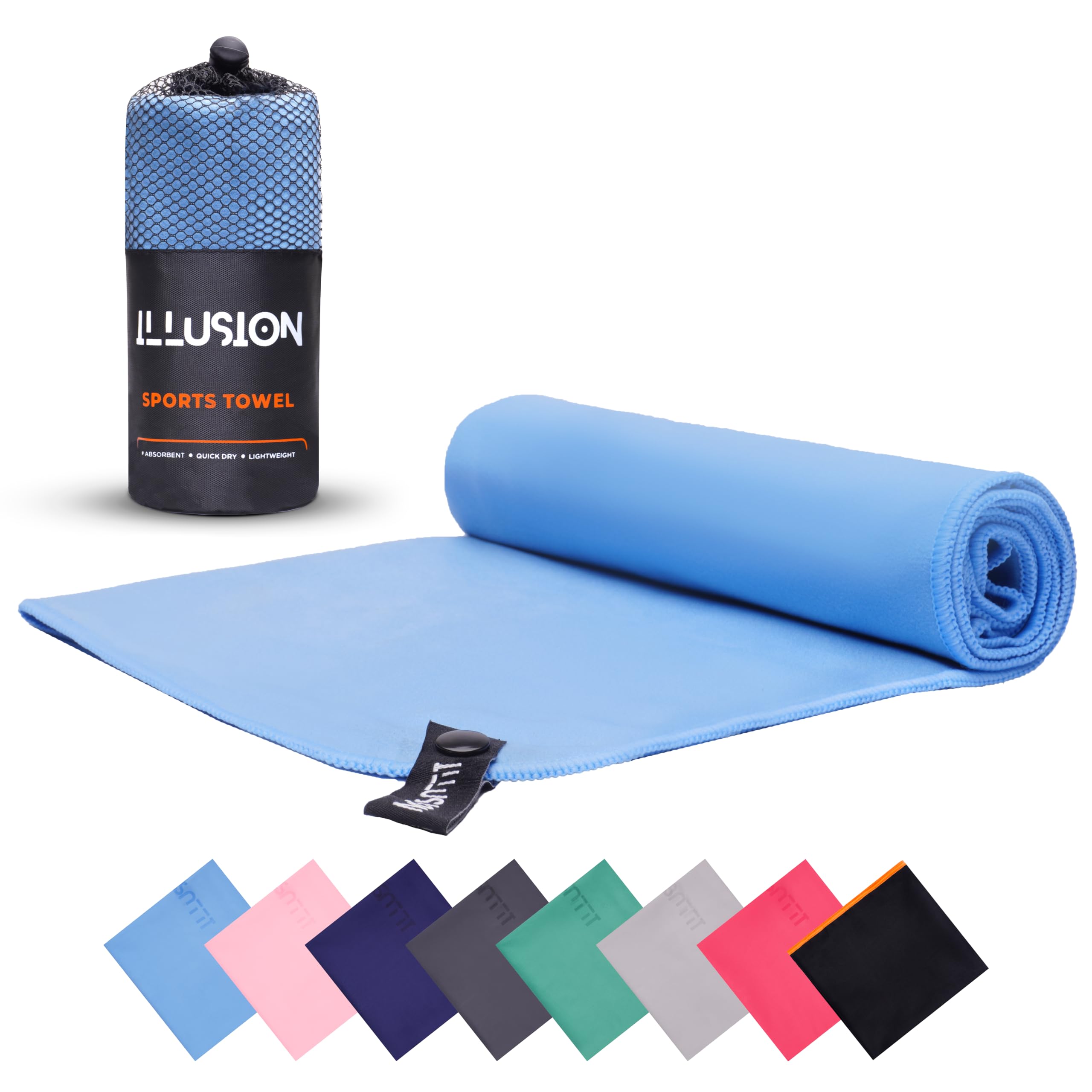 illusion Small Microfibre Gym Towel for Active Sports (40x80cm), Lightweight Quick Dry Towel, Ideal for Cardio Cycling