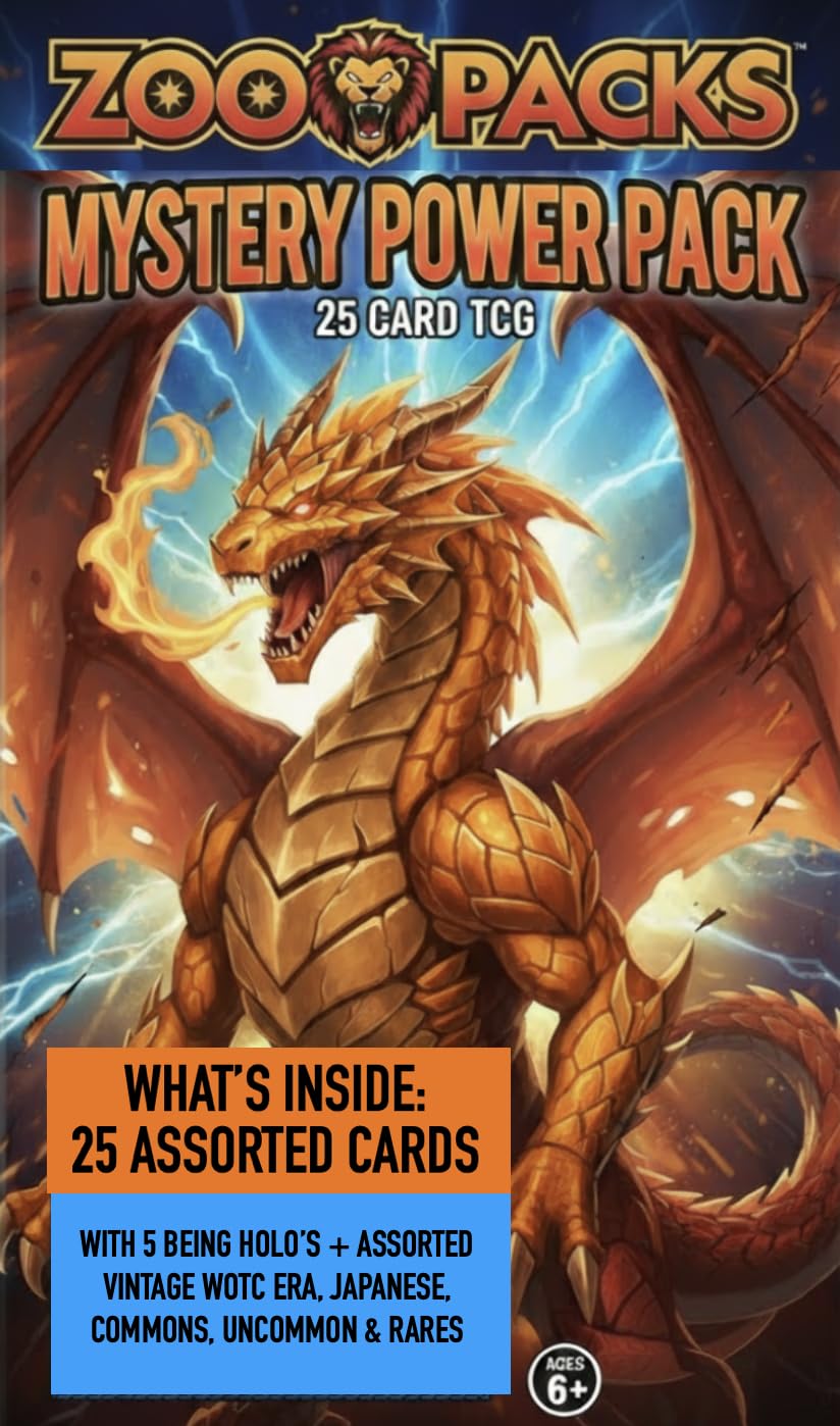 Zoo Packs TCG 25 Card Starter Pack - Amazon Exclusive - Includes 5 Holograms WOTC Vintage Cards Japanese