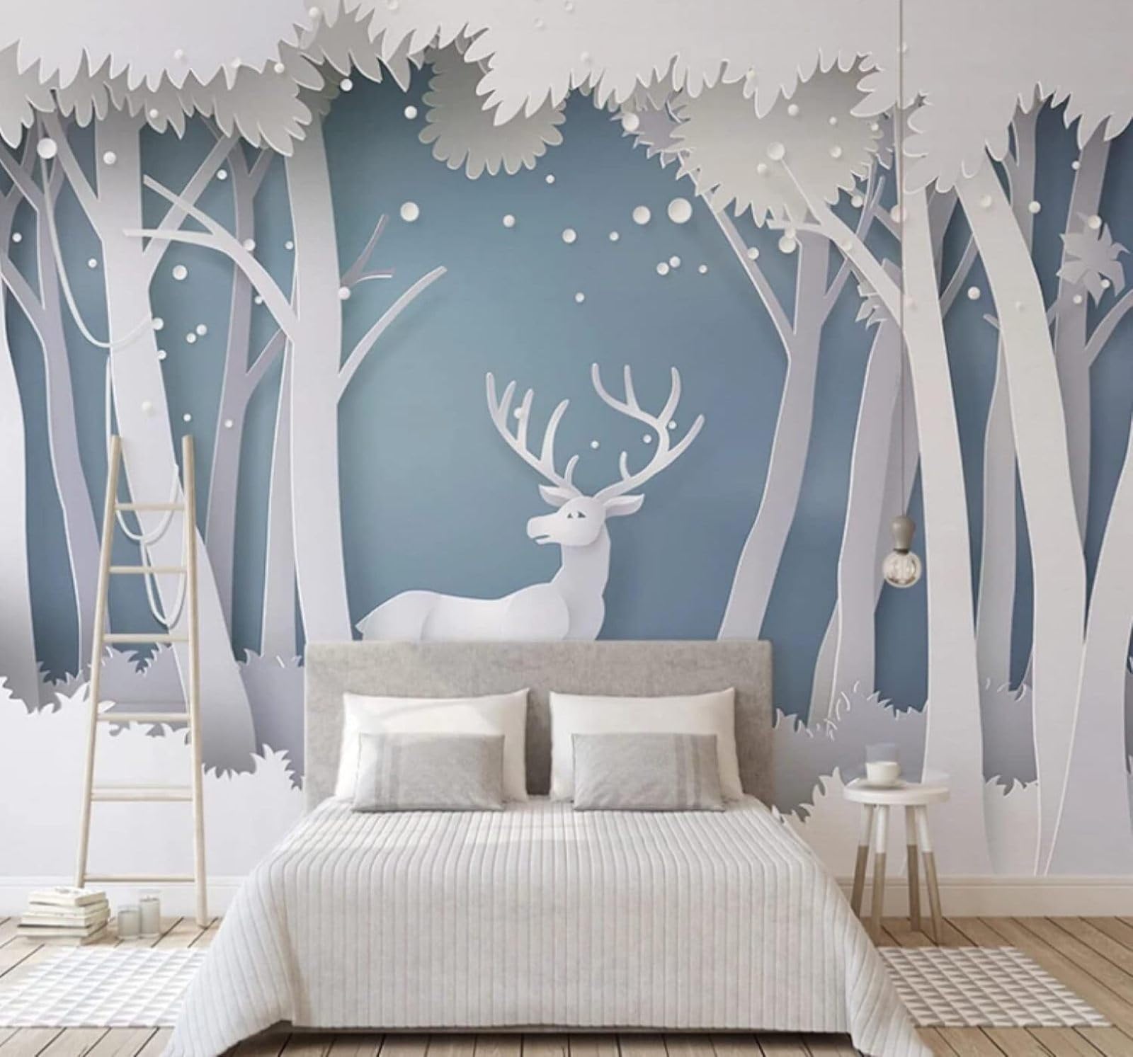 Xlming 200Cm×140Cm(B×H) Minimalist Three Dimensional Reindeer Forest Landscape 3D Wallpaper Luxury Home Dining Decor Paste Sofa Living Room The Wall For Bedroom Mural-200Cm×140Cm