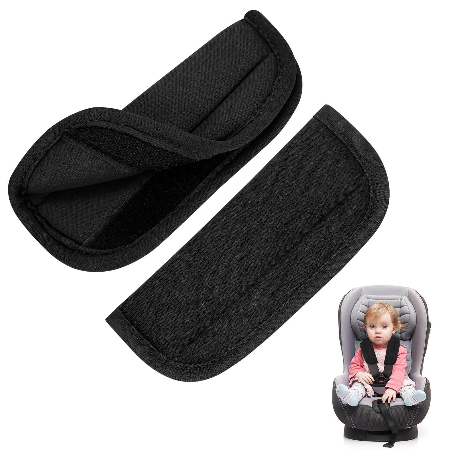 Copri Cintura di Sicurezza Auto Bambini, Protezione Cintura Auto per Neonati e Bimbi, Protezione Spalle Morbida e Traspirante con Velcro Regolabile, Adatto a Tutte le Auto, Facile da Pulire