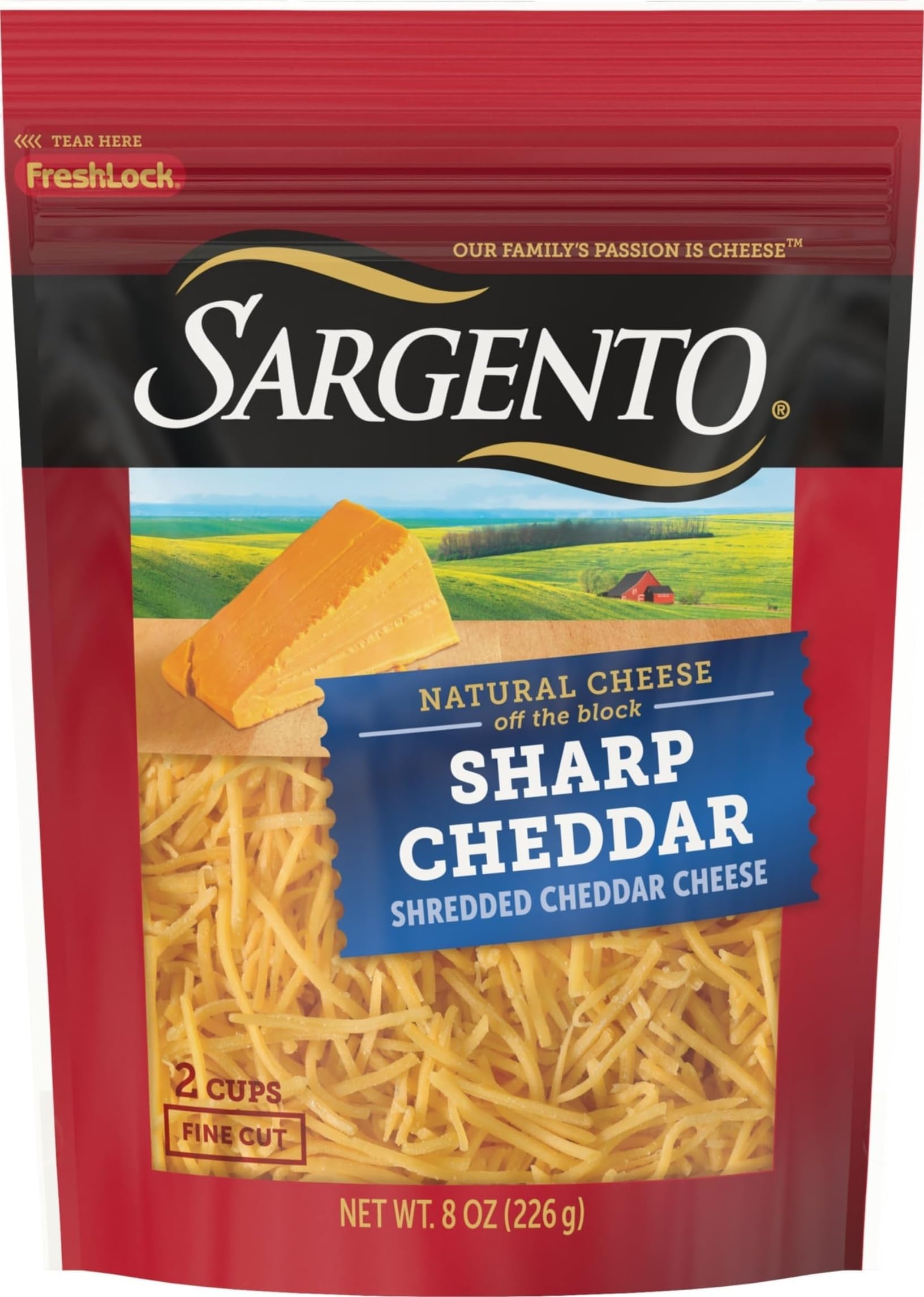 Sargento Sharp Cheddar Shredded Cheese, Fine Cut, 8 oz.