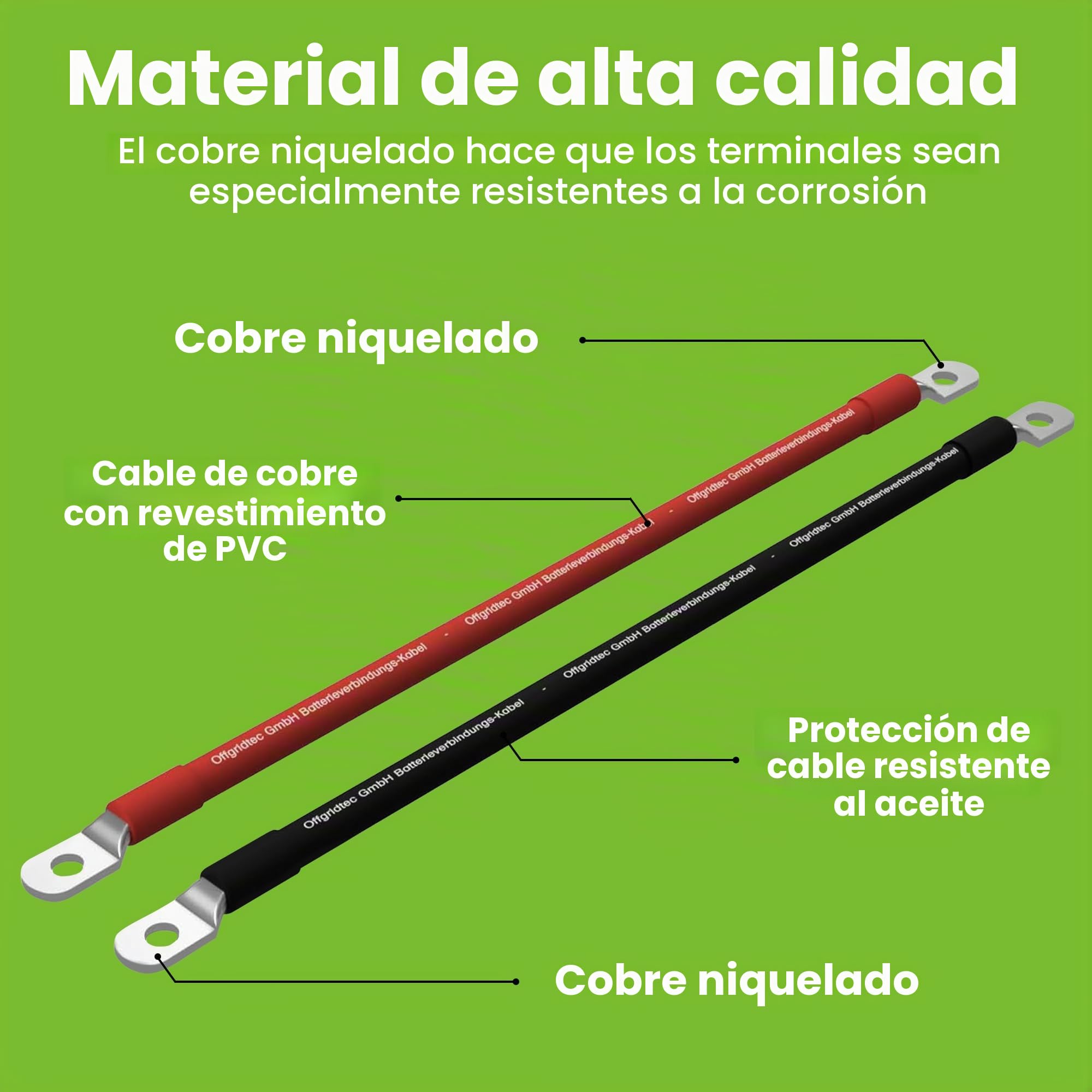Offgridtec Cable de batería de 1 m, 50 mm², ojales M8, resistente al aceite, al frío y a los rayos UV, ignífugo, para dispositivos con terminal de rosca M8, ideal para reguladores de carga, inversores