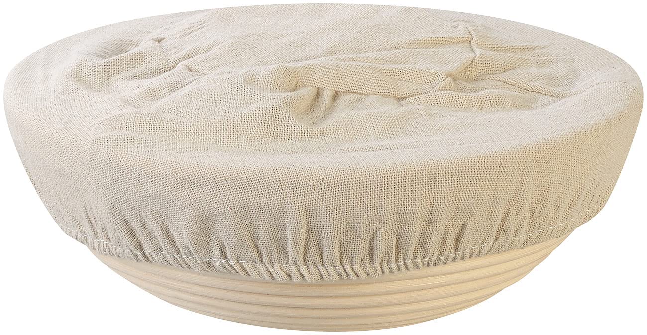 Rosenstein & Söhne Brot Backen Zubehör: 4er-Set Gärkörbe, Ø 25 & 30 cm, Abdecktücher, Gabel, Reinigungspinsel (Brotbackschale, Korb-Schale, Topf)
