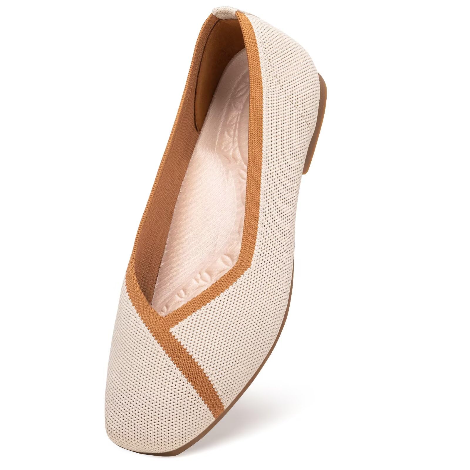 Frank Mully Damen Flache Schuhe mit quadratischer Zehenpartie, Bequeme Flache Strickschuhe, Arbeitsschuhe für Damen