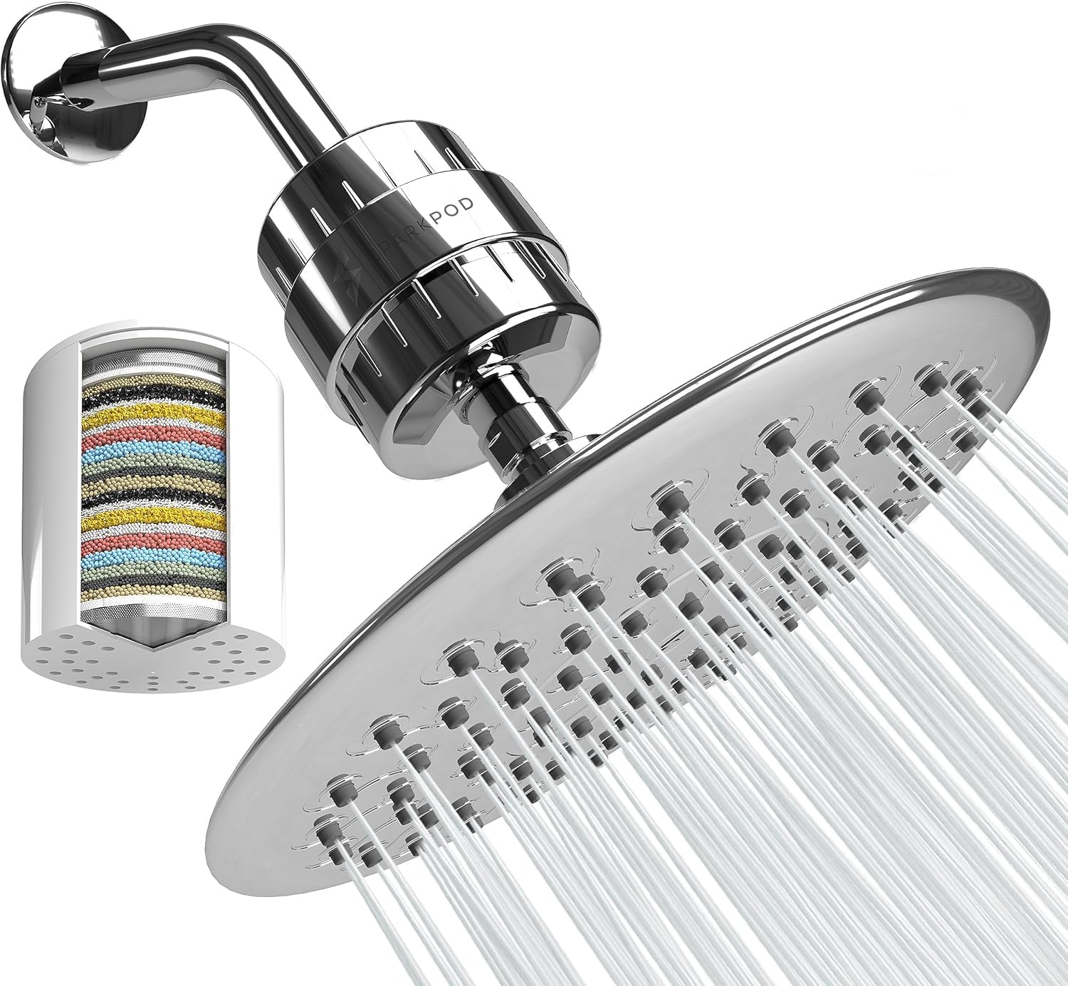 Luxury Filtered Shower Head Set 23 Stage Shower Filter - Reduces Chlorine and Heavy Metals - High Pressure Showerhead Filter (9.5" Round, Luxury Polished Chrome)