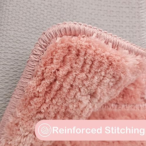 Miniatura 3 de Tapete de baño con diseño de flores rosas, bonito tapete de baño de microfibra ultrasuave, antideslizante, súper absorbente de agua, de secado