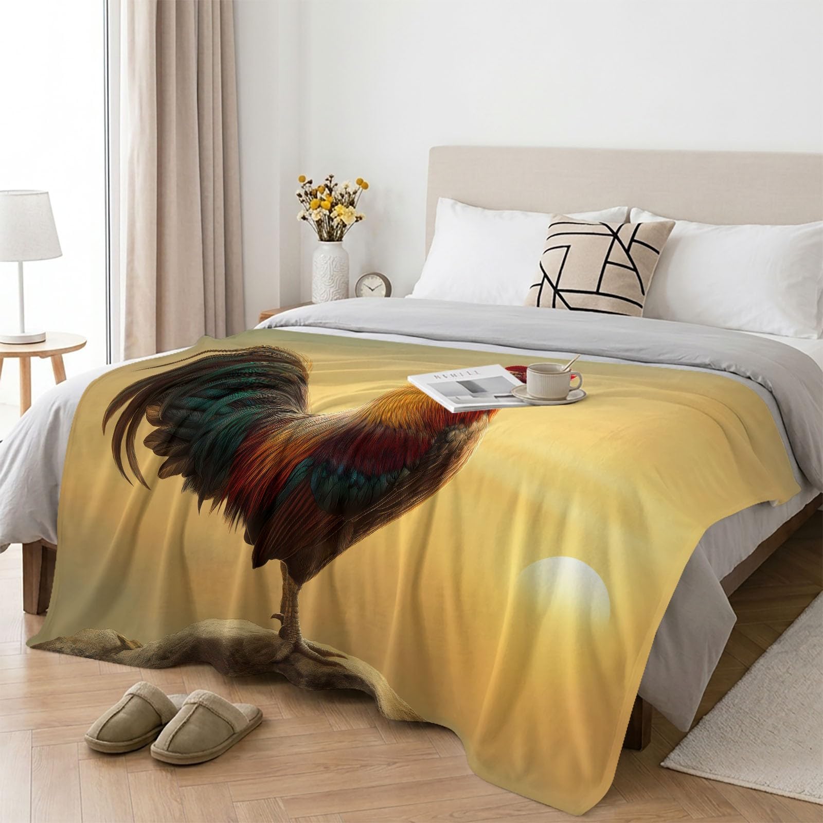 Koc polarowy z motywem wschodu słońca kocyk kocyk dla zwierząt ciepły i miękki flanelowy koc polarowy do biura sypialnia sofa, żółte koce dla dzieci dorosłych, 200x200 cm