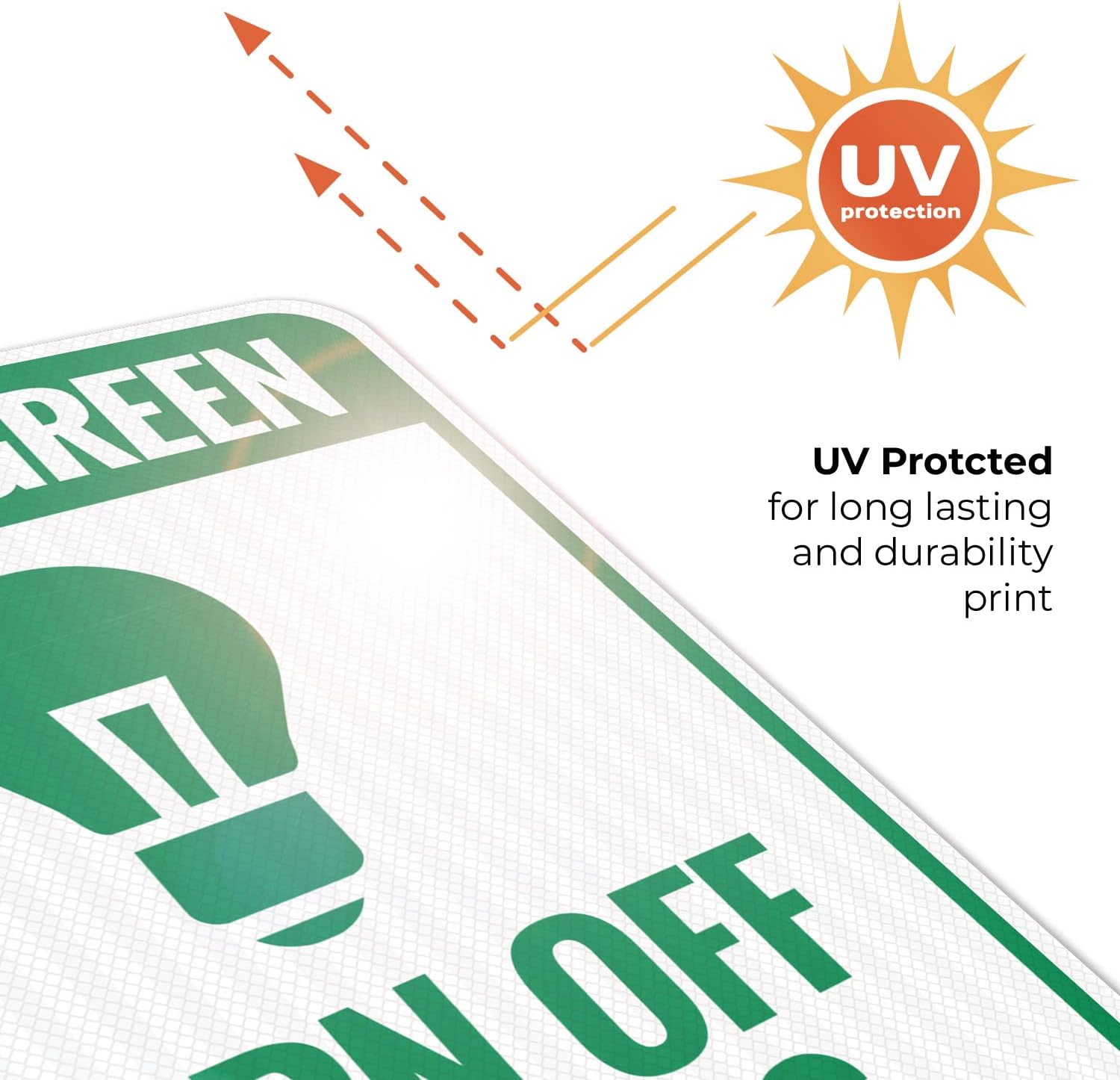 Think Green Turn Off Lights with Symbols Sign, 18x24 Inches, 3M EGP Reflective .080 Aluminum, Fade Resistant, Made in USA