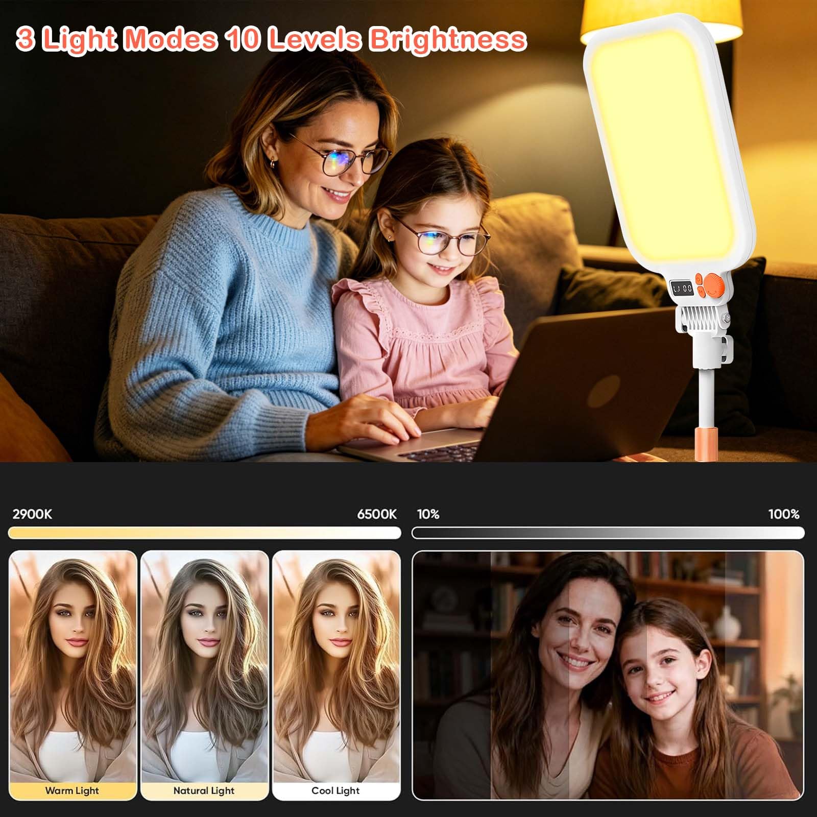 Luce per Live Streaming Video, Fill Light per Streaming su PC e Mobili | Lampada LED per video su YouTube, TikTok, Strumenti per Creatori di Contenuti e Influencer