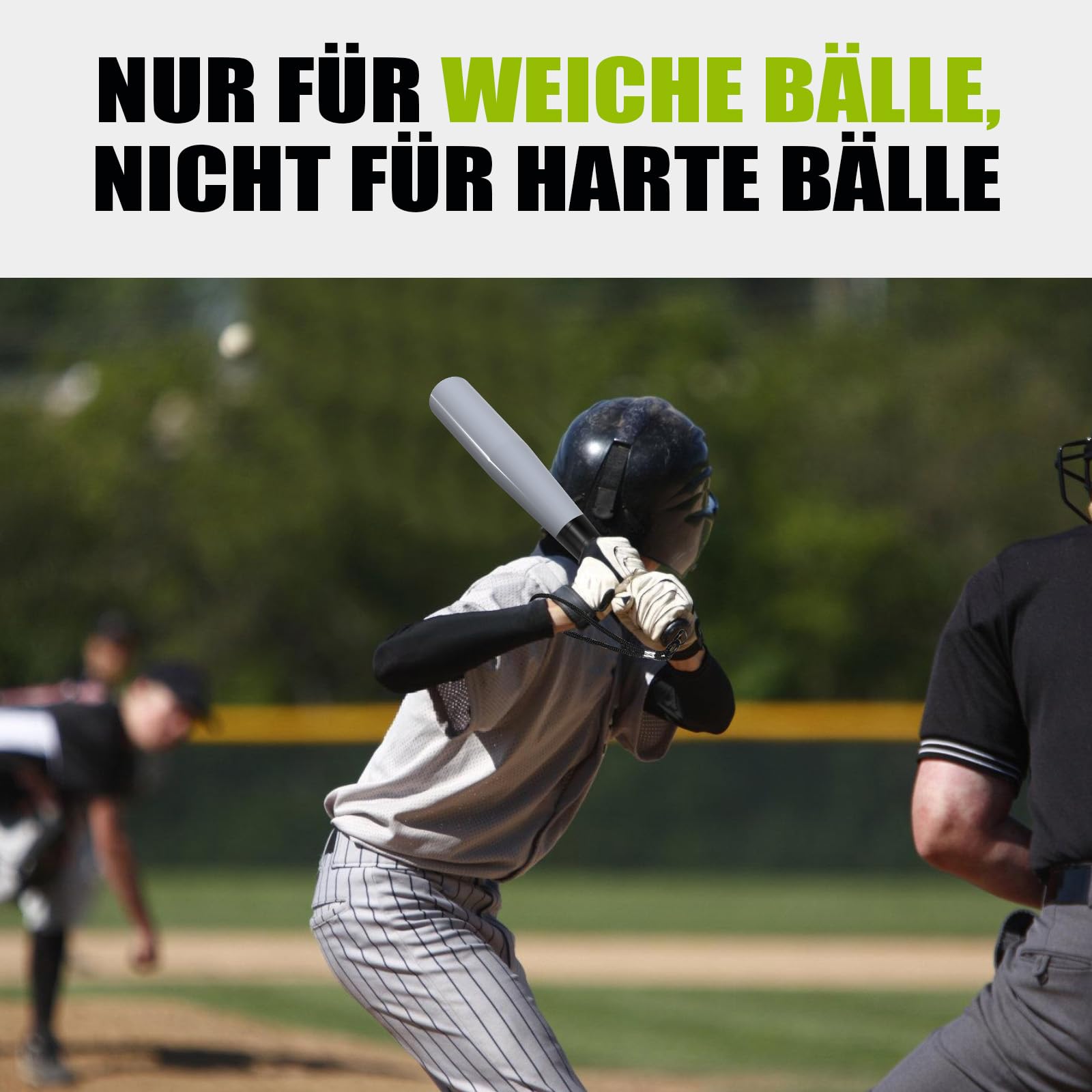 BOOSTEADY Baseballschläger aus robustem Stahl mit Rutschfester Griff und Paracord-Handschlaufe und 43cm für unterwegs