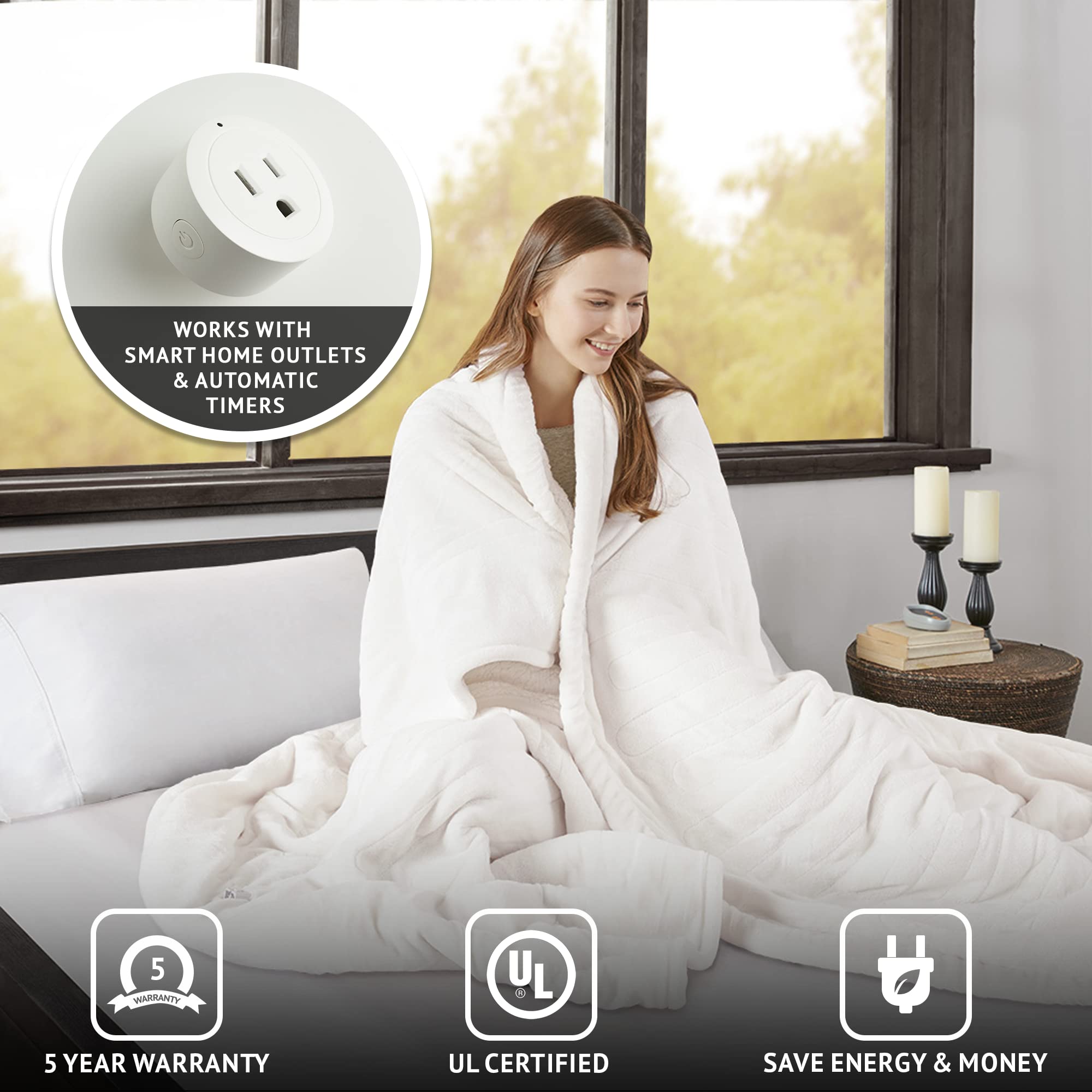Beautyrest Heated Microlight to Berber Elect Electric Blanket with Two 20  Heat Level Setting Controllers, King: 90x100, Ivory,BR54-0653 : Home u0026  Kitchen - Amazon.com