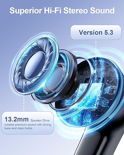 Miniatura 2 de Auriculares inalámbricos Bluetooth, 40 horas de reproducción estéreo IPX5 impermeables, pantalla de alimentación LED, auriculares intrauditivos